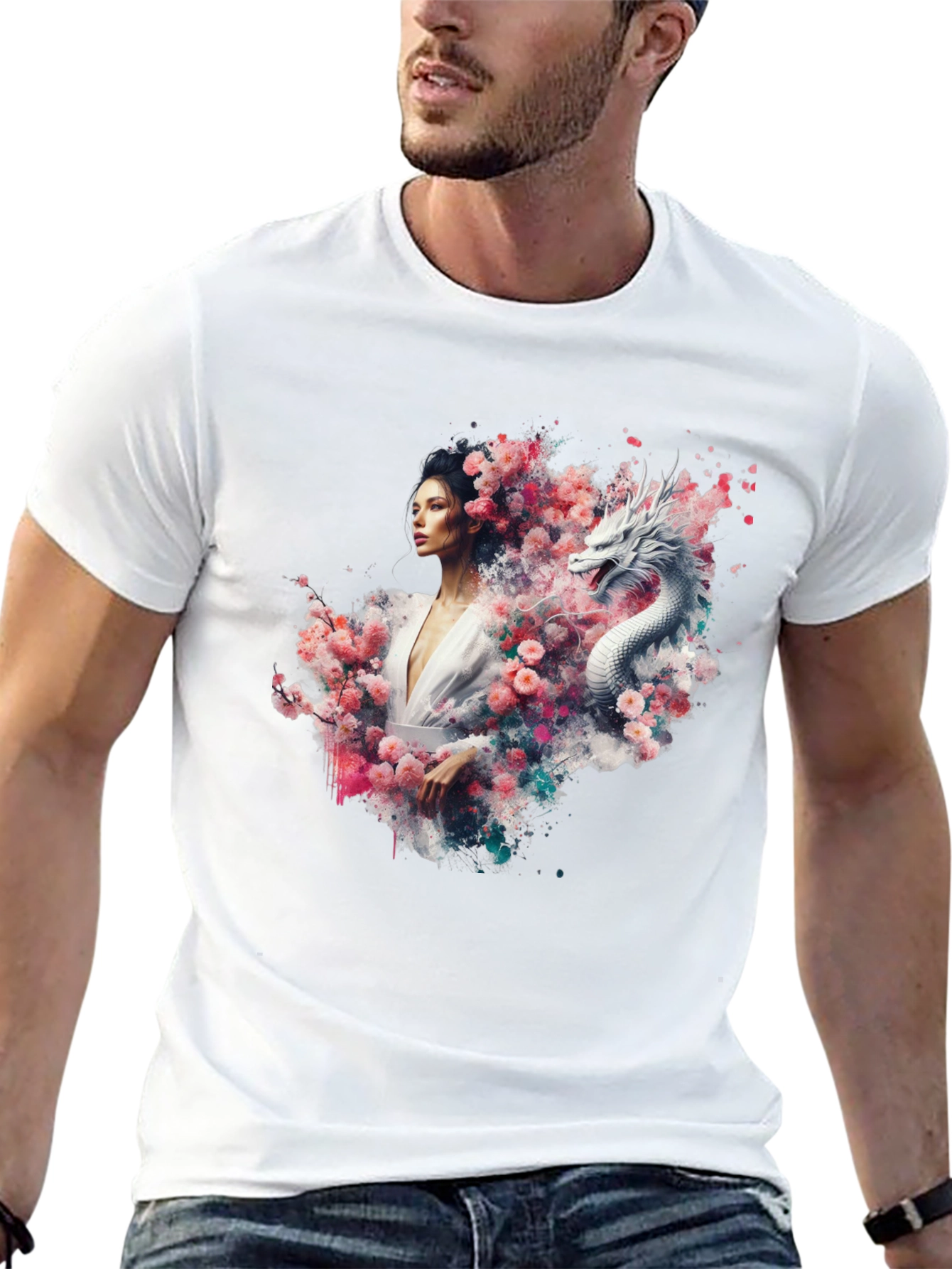 Black Dragon & Woman Graphic Tee view 13