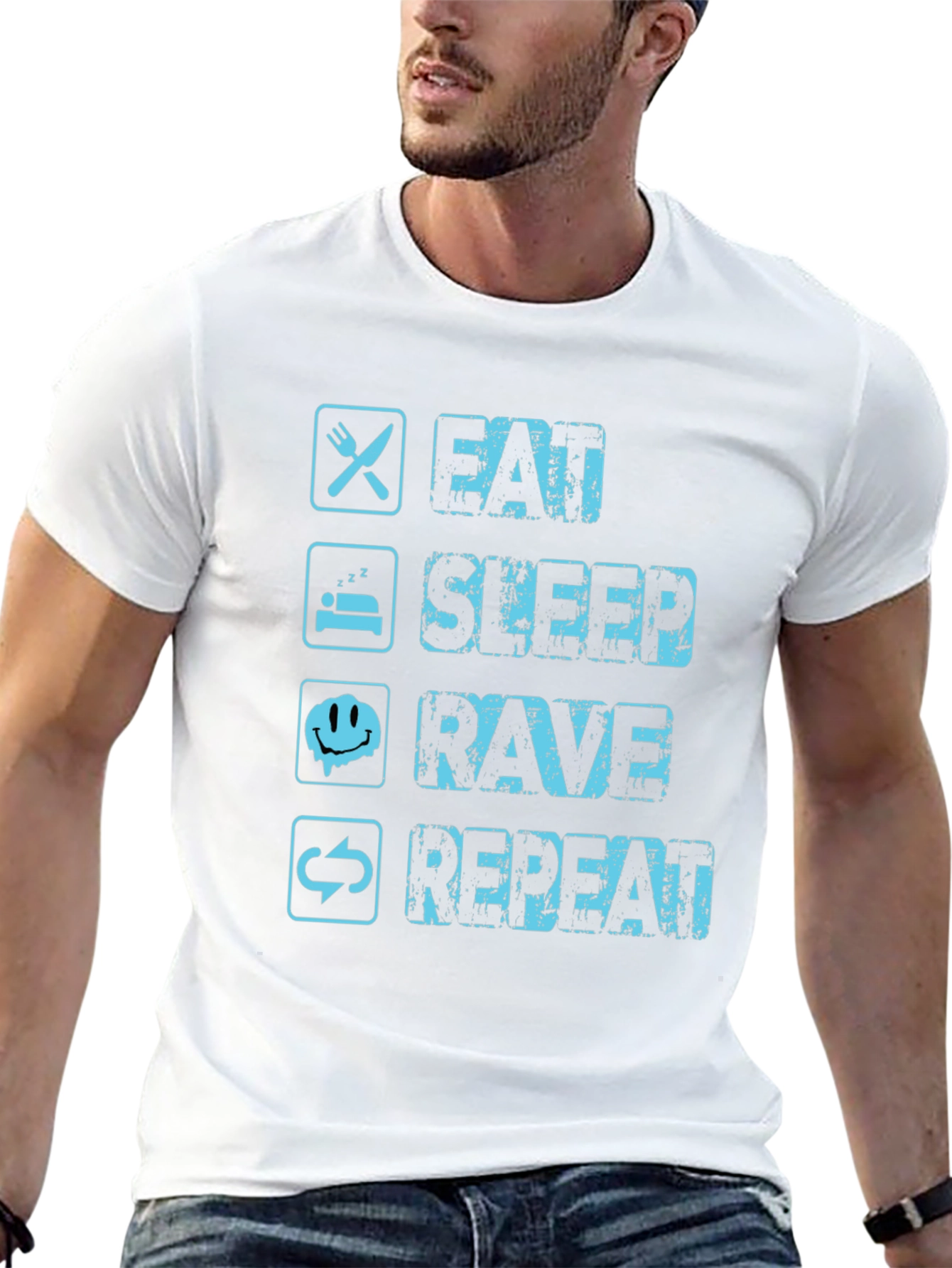 Black Eat Sleep Rave Repeat Graphic Tee view 13