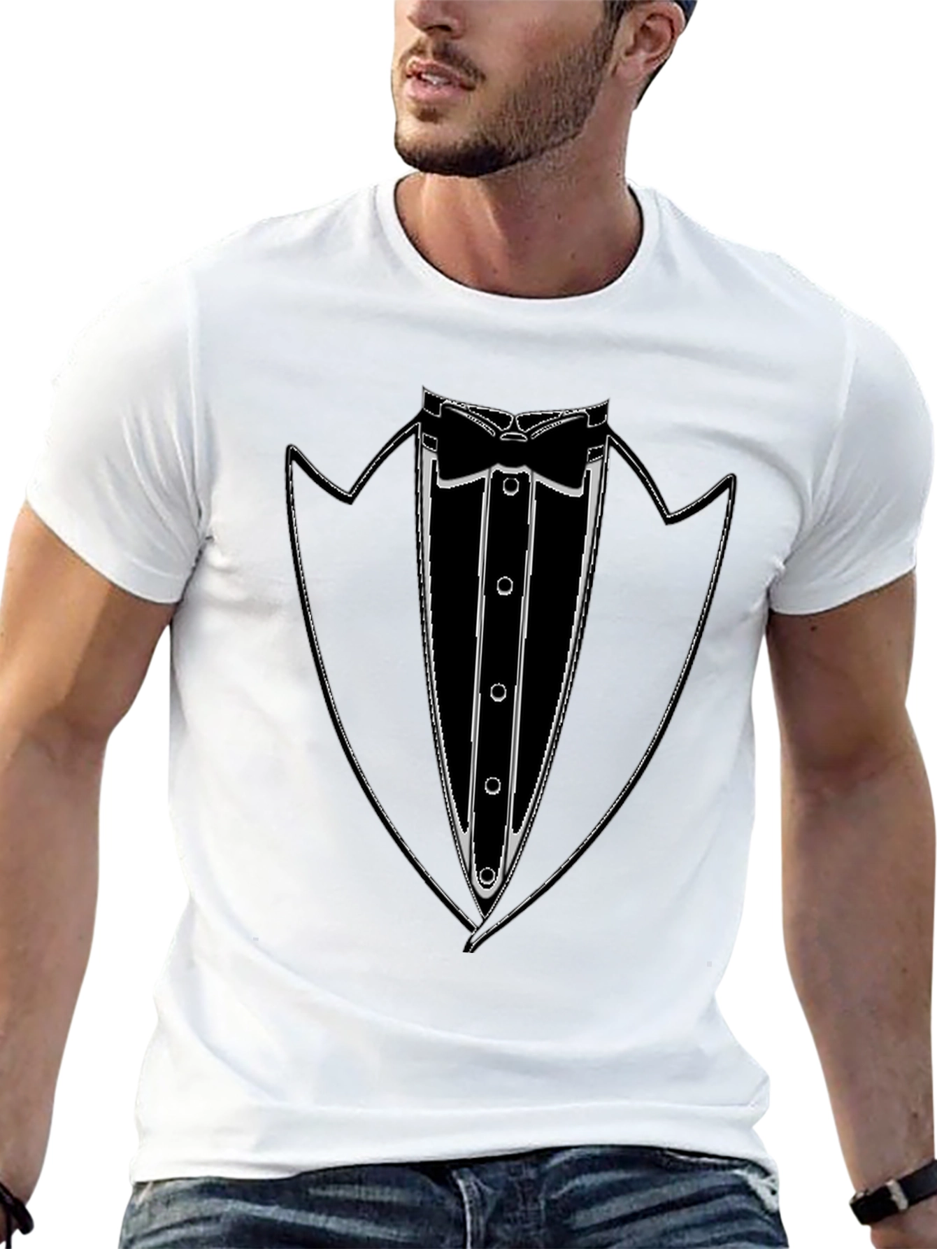 Black Tuxedo T-Shirt - Dressy Casual Style view 13