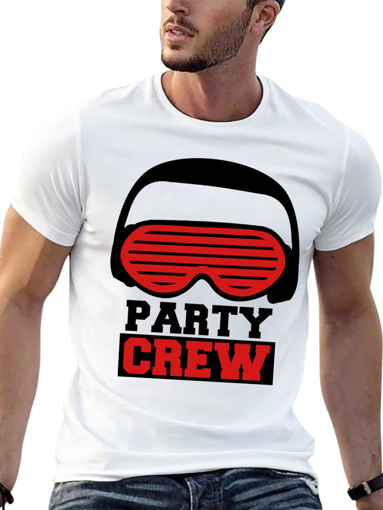 Black Party Crew Graphic T-Shirt - Black Crew Neck Tee view 13