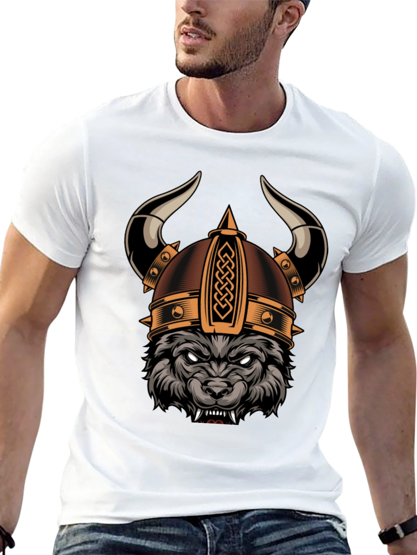 Black Viking Wolf Graphic Tee - Black view 13