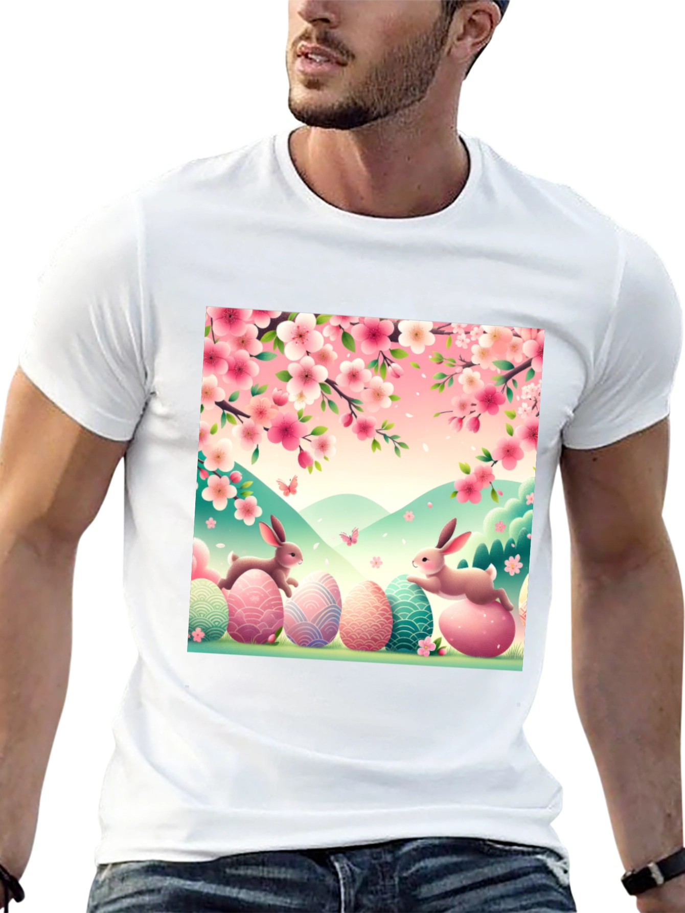 Camiseta Pascua Conejos y Flores