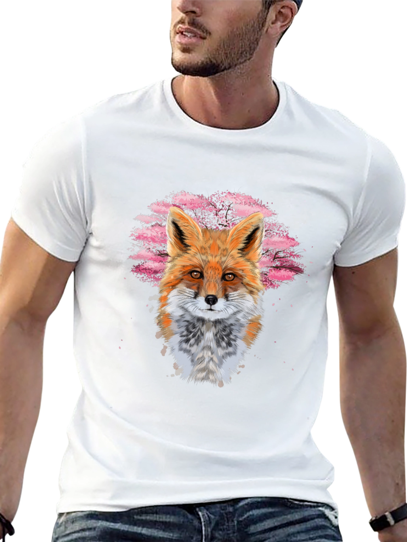 Black Fox Art Black T-Shirt view 13