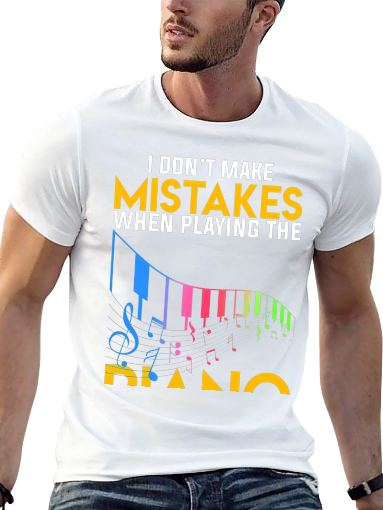 Black Funny Piano Player T-Shirt: No Mistakes! view 13