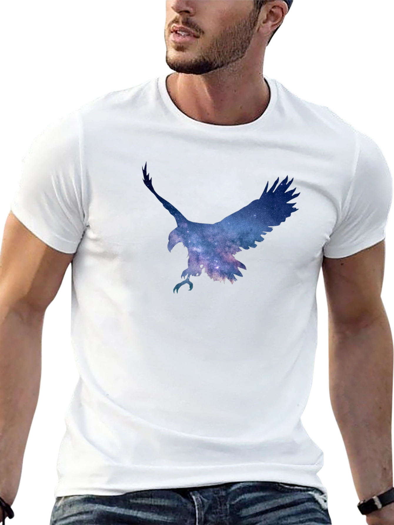 Black Galaxy Eagle Graphic T-Shirt view 13