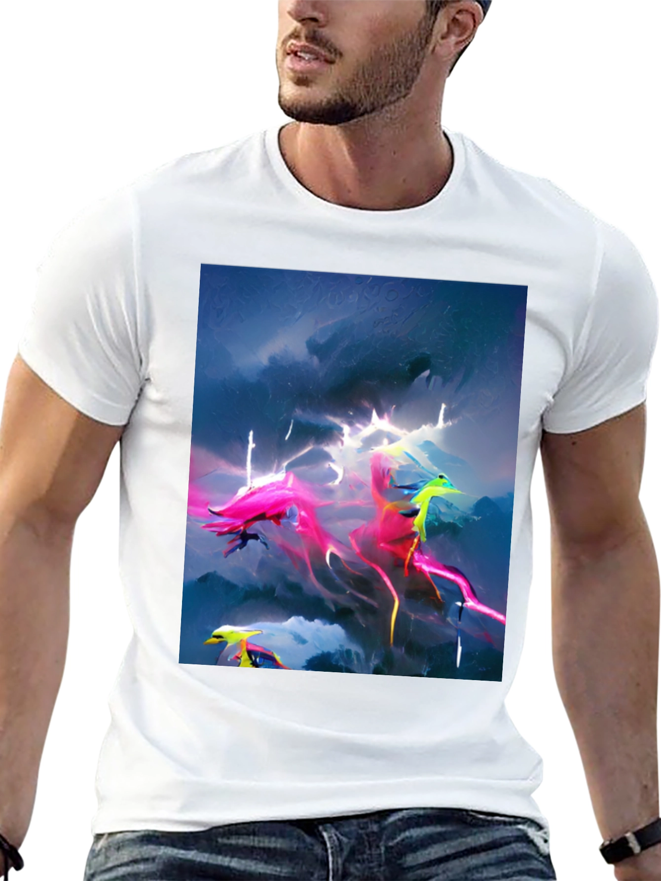Black Electric Sky Graphic Tee - Vibrant Style view 13