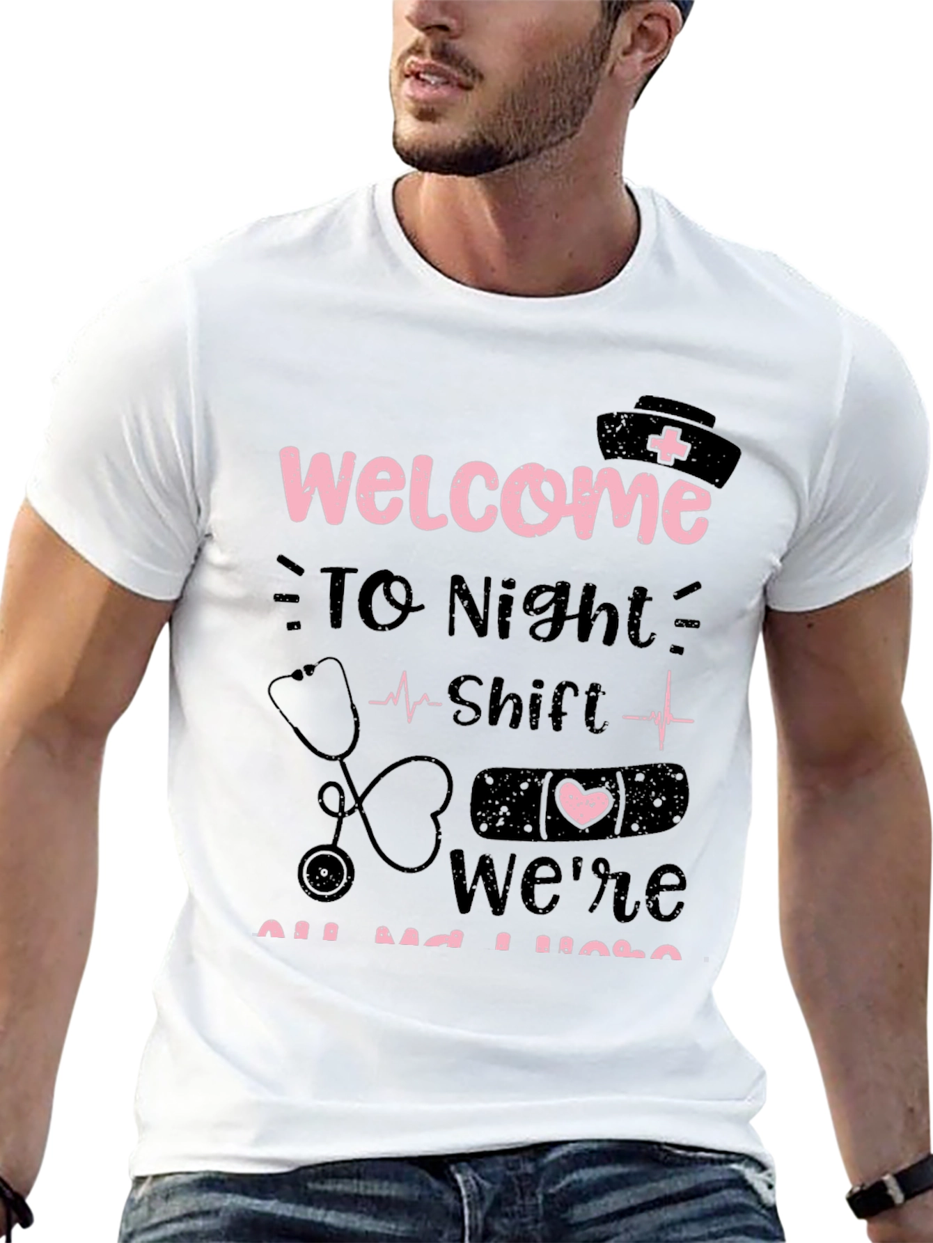 Black Night Shift Nurse Tee - Welcome Humor T-Shirt view 13