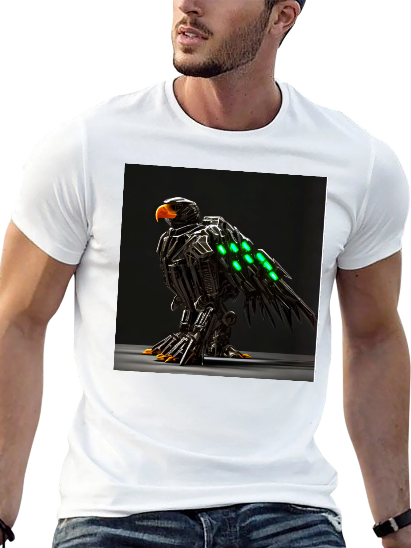 Black Robotic Eagle Graphic Tee - Bold Black view 13