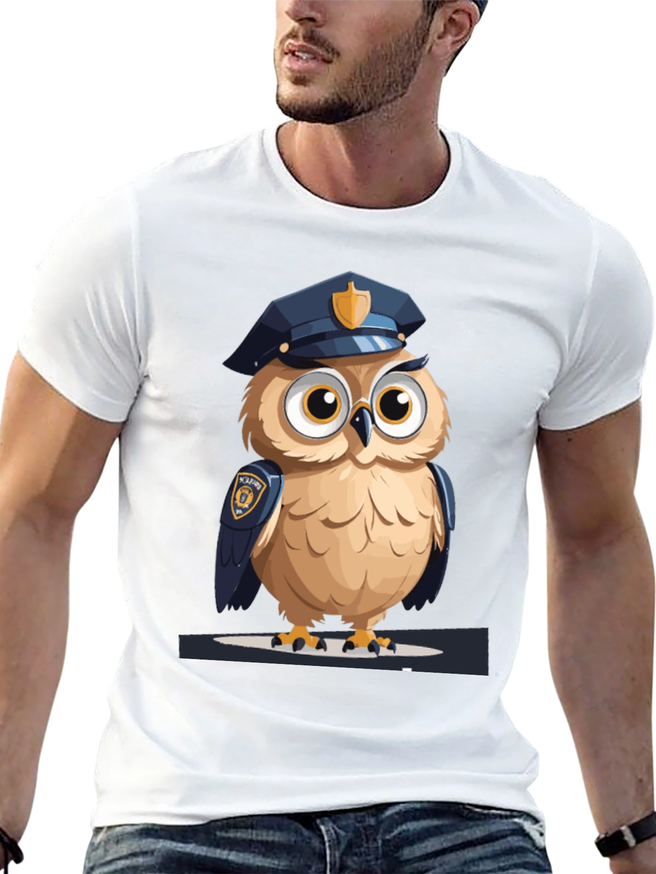 Black Owl Police Graphic Tee - Men's Black T-Shirt view 13