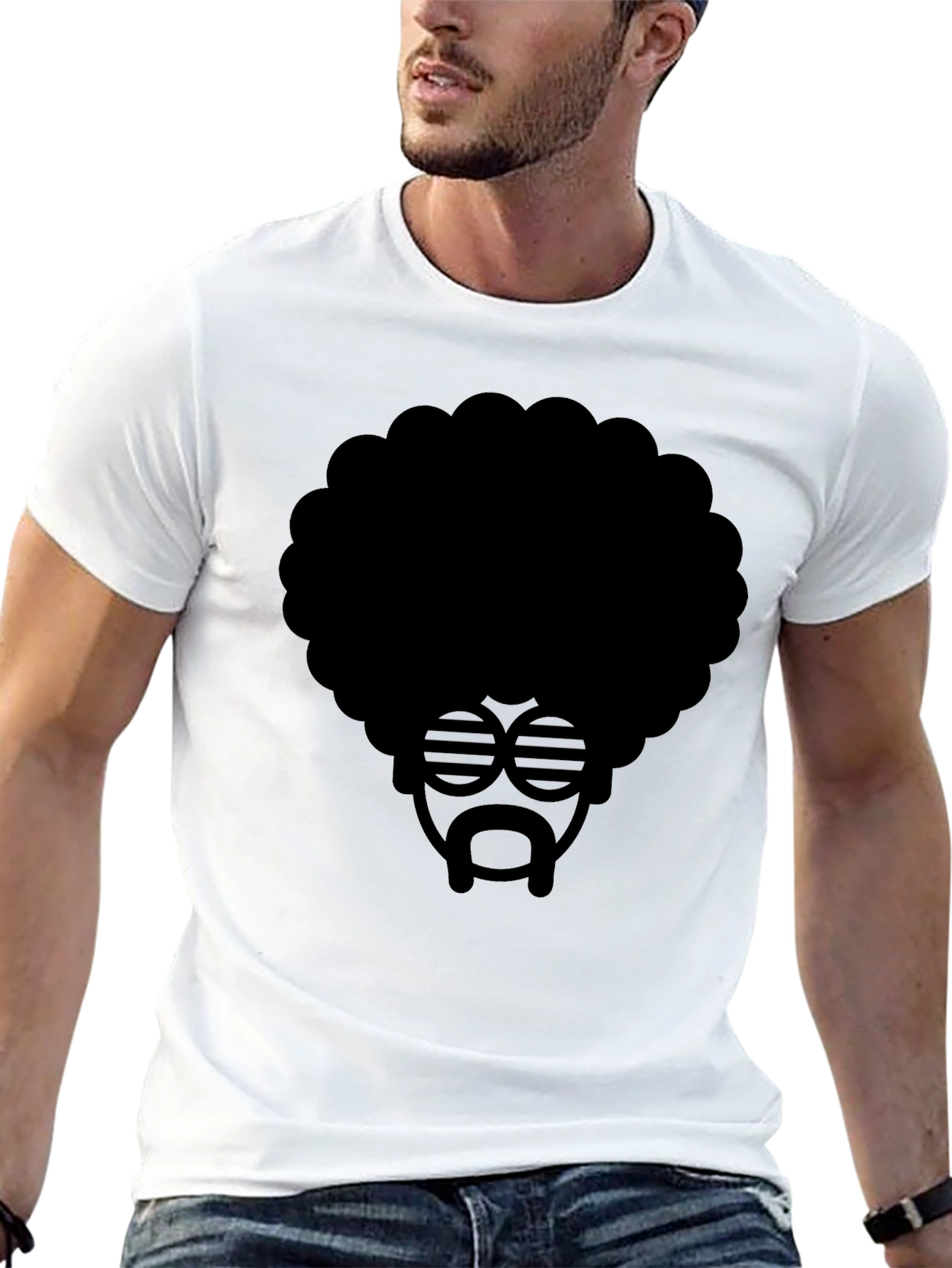 Black Retro Afro T-Shirt - Cool Graphic Tee view 13
