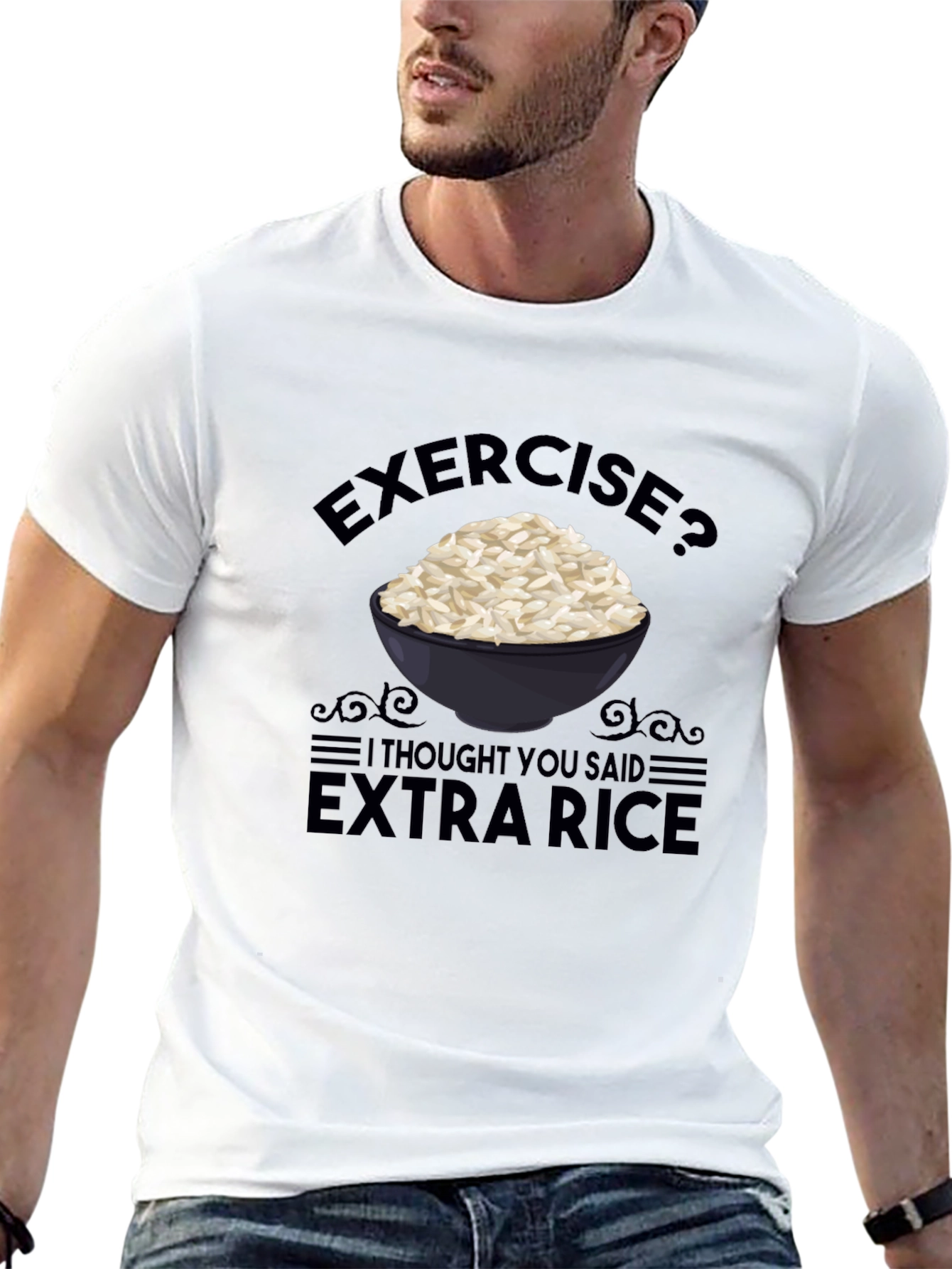 Black Exercise? Extra Rice Funny T-Shirt view 13