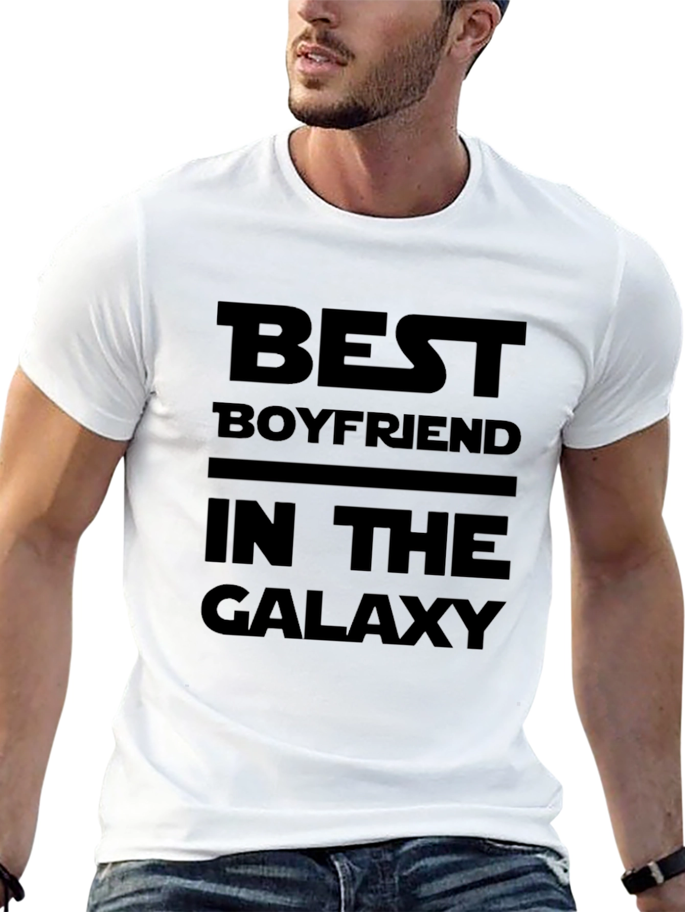 Black Best Boyfriend in the Galaxy Black T-Shirt view 13