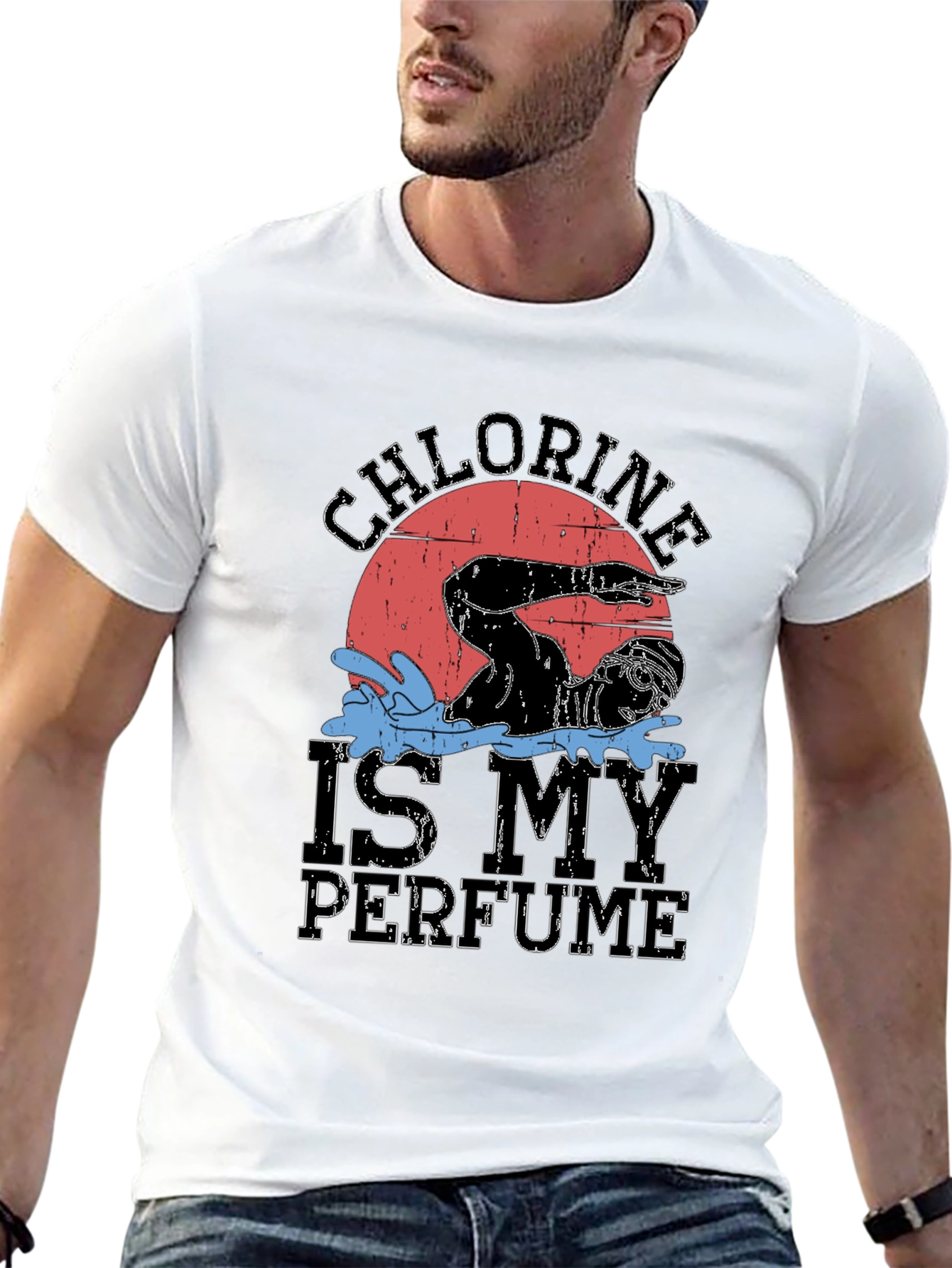 Black Chlorine is My Perfume Swimmer Graphic Tee view 13