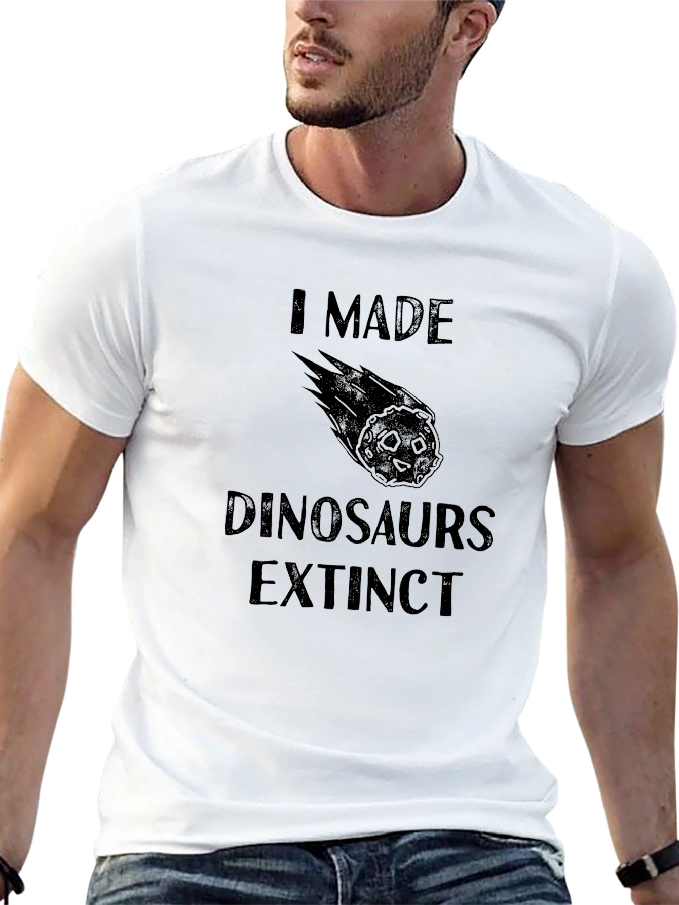 Black I Made Dinosaurs Extinct Novelty T-Shirt view 13