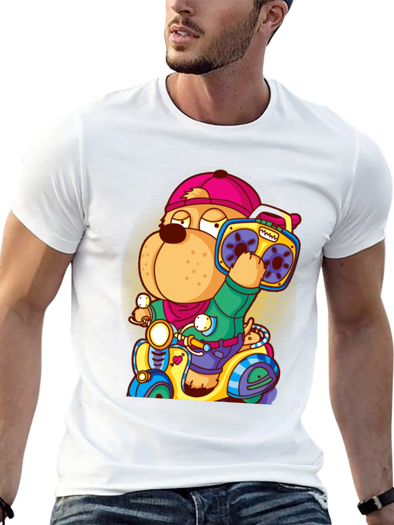 Black Cool Dog Scooter Graphic Tee view 13