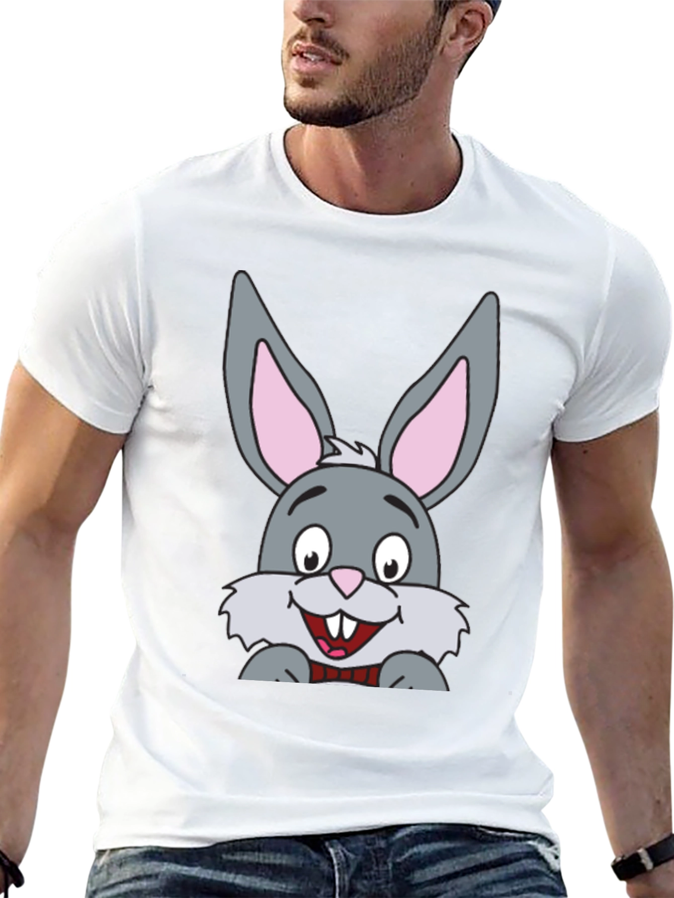 Black Cartoon Bunny Rabbit Graphic T-Shirt view 13