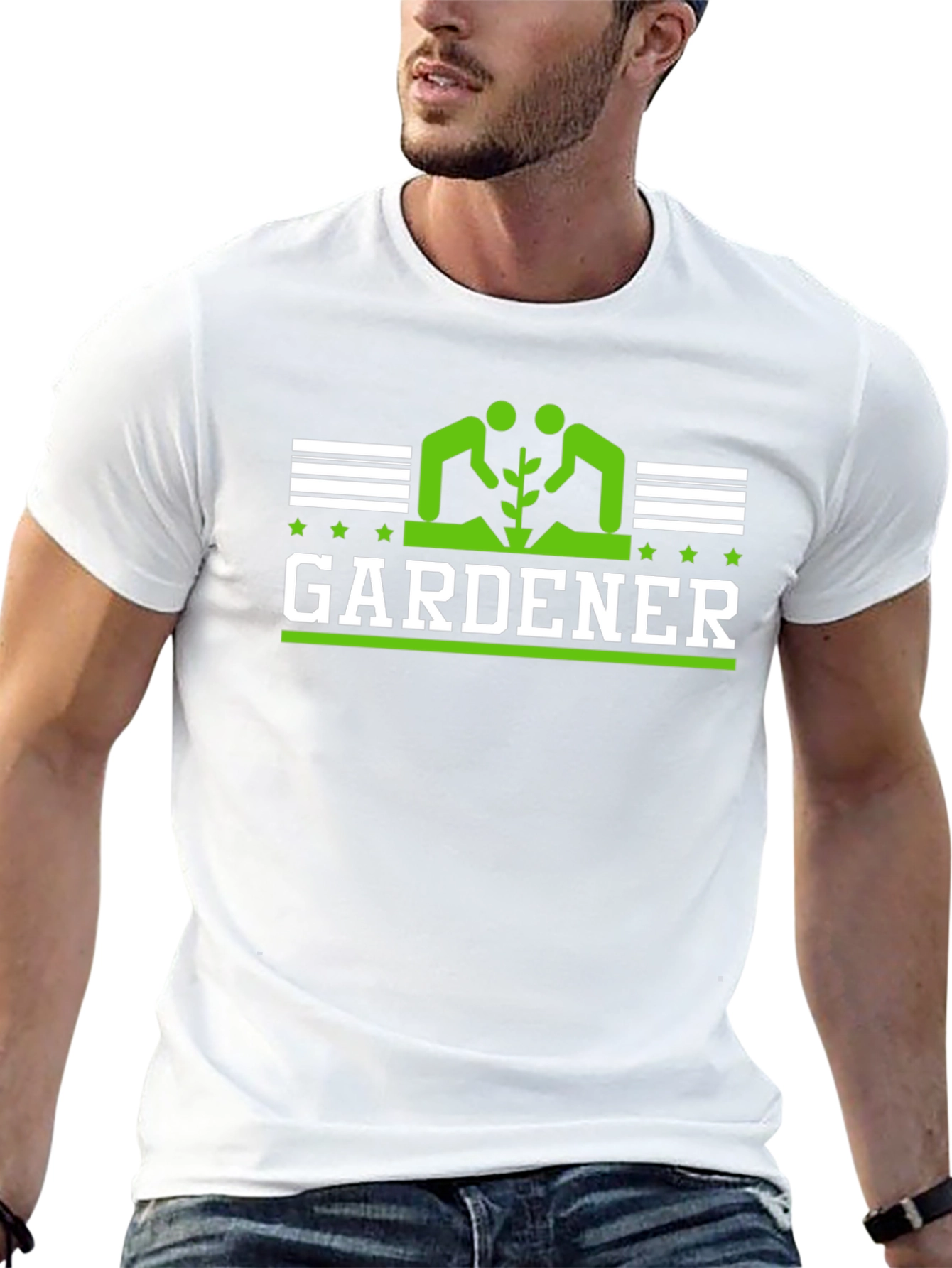 Black Gardener Graphic Tee - Green on Black view 13