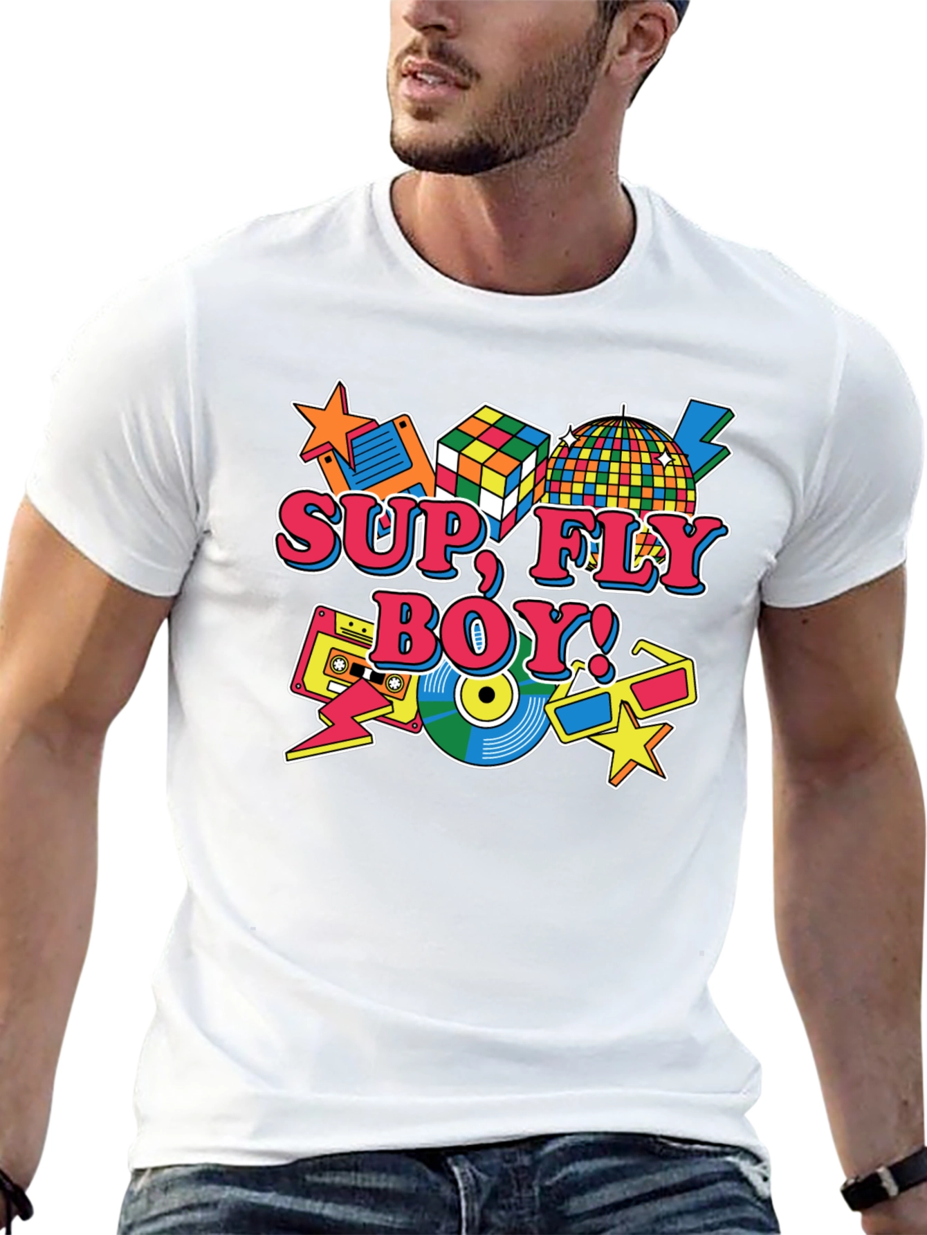 Black Retro "Sup Fly Boy!" Graphic T-Shirt view 13