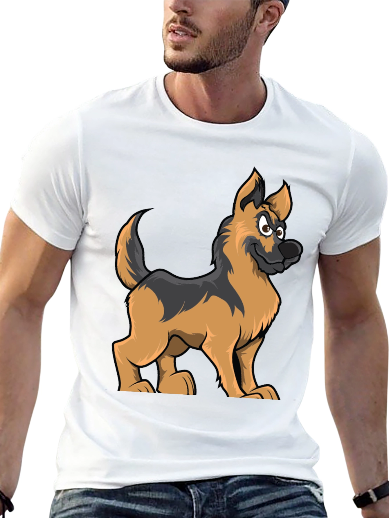 Black Cartoon German Shepherd Graphic Tee view 13