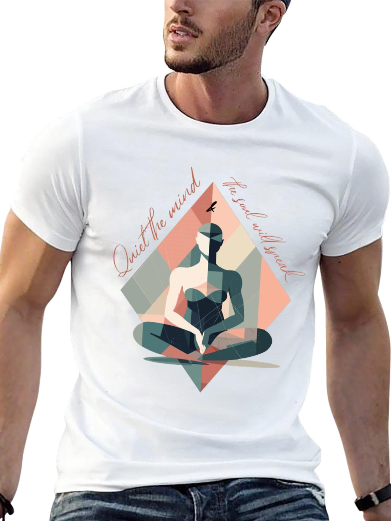 Black Mindful Meditation T-Shirt - Quiet the Mind, Speak the Soul view 13