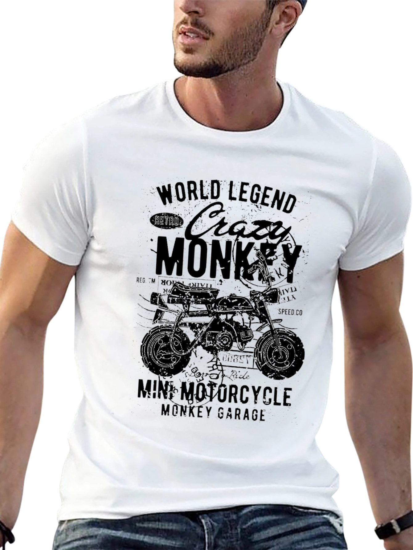 Black Crazy Monkey Mini Motorcycle T-Shirt - Retro Garage Tee view 13