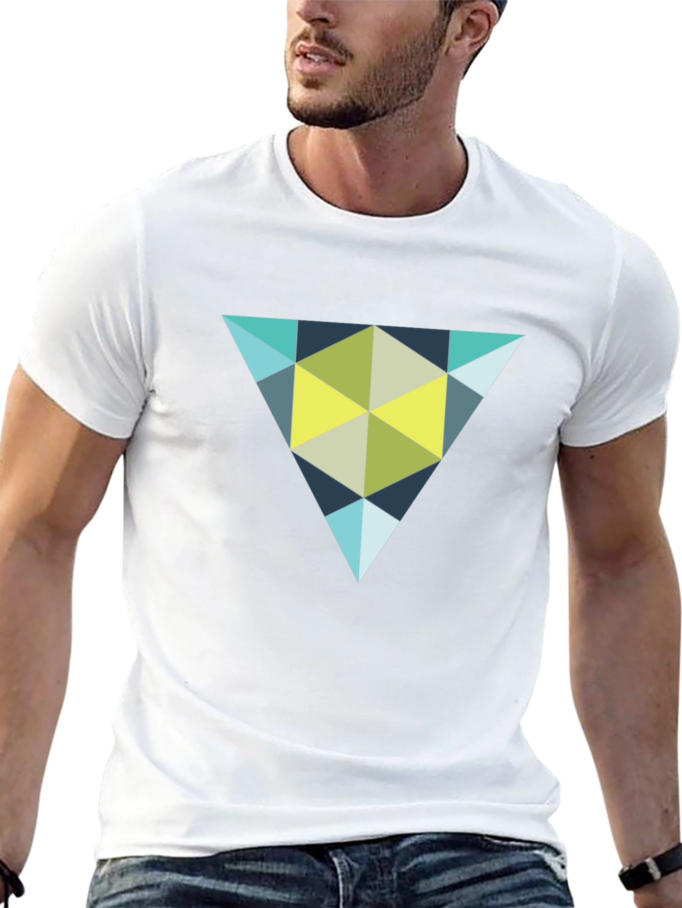 Black Geometric Triangle Tee - Modern Design view 13