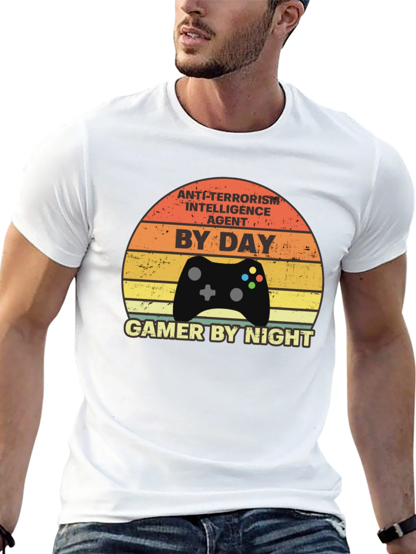 Black Anti-Terrorism Agent Gamer T-Shirt view 13