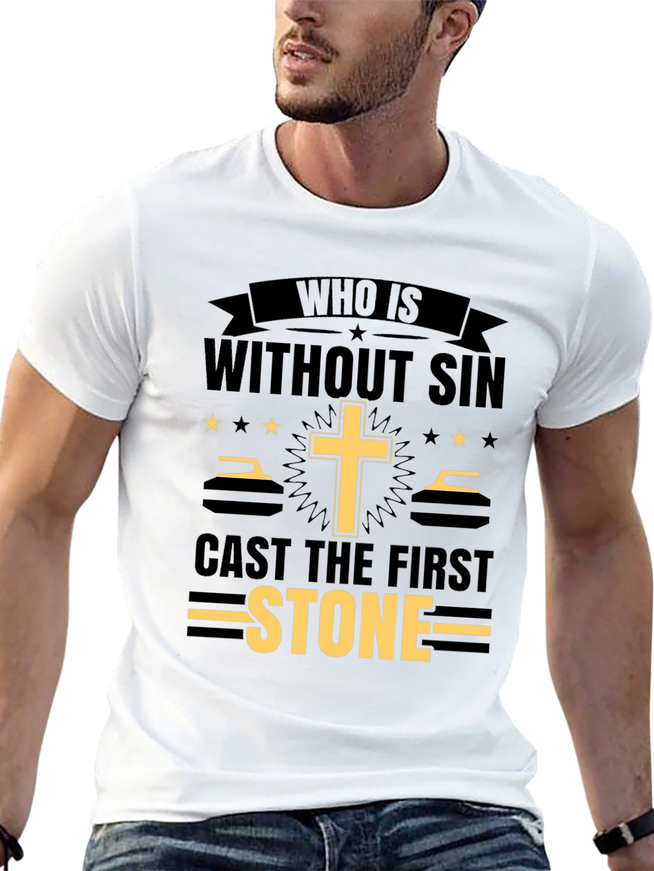 Black Who Is Without Sin T-Shirt view 13