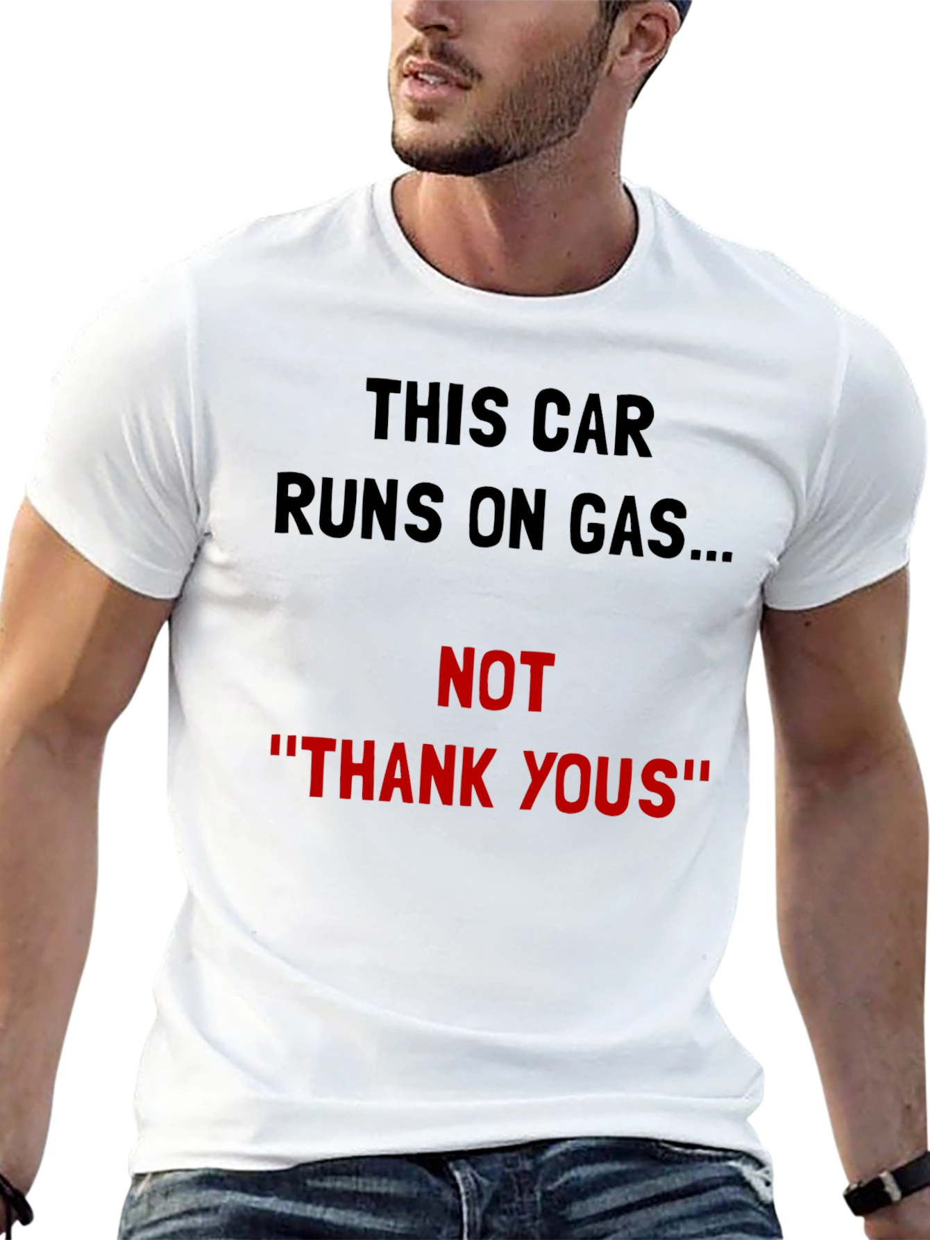 Black Funny Car T-Shirt - Runs on Gas Not Thank Yous! view 13