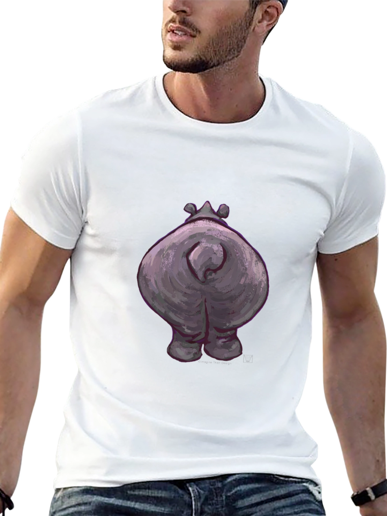 Black Hippo Butt Graphic Tee - Funny Animal T-Shirt view 13