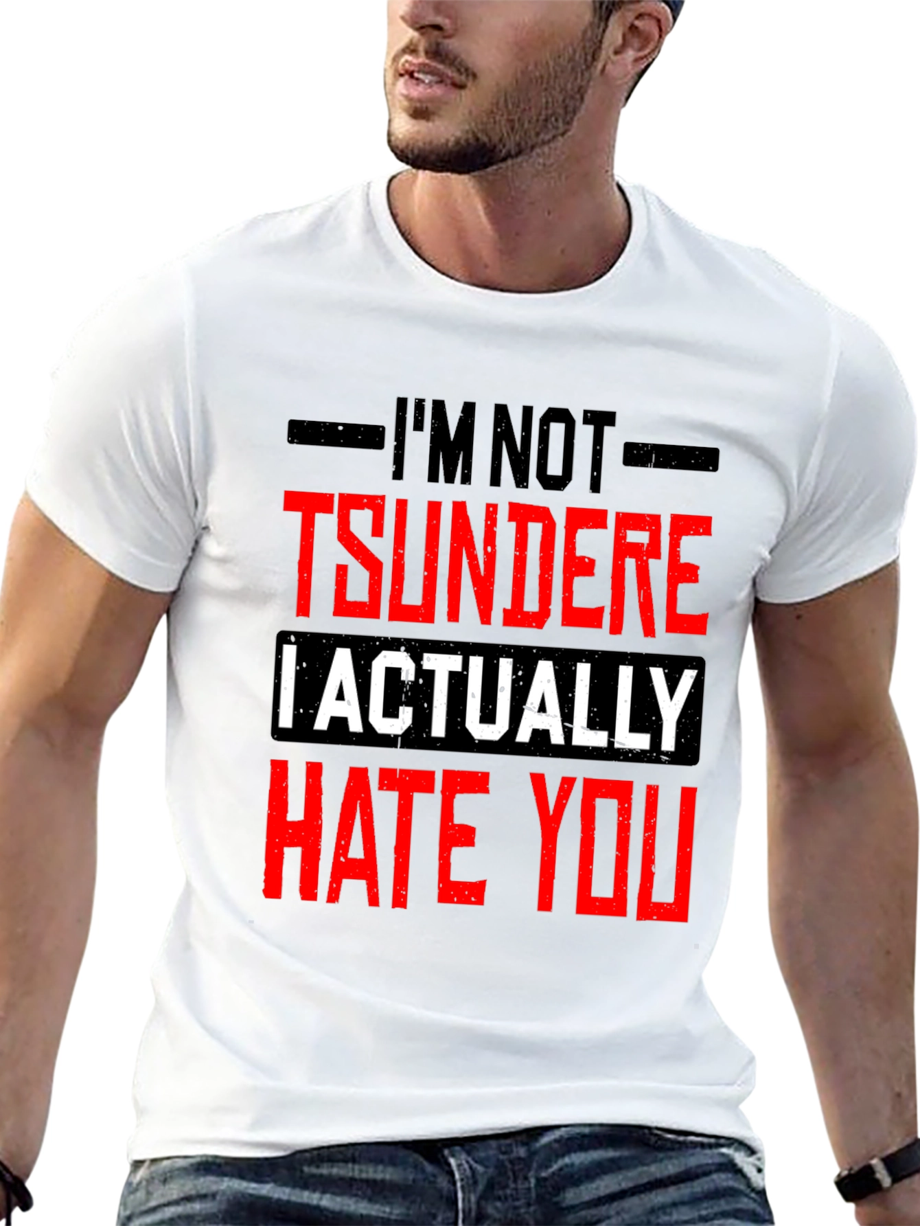 Black I'm Not Tsundere Funny Graphic Tee view 13