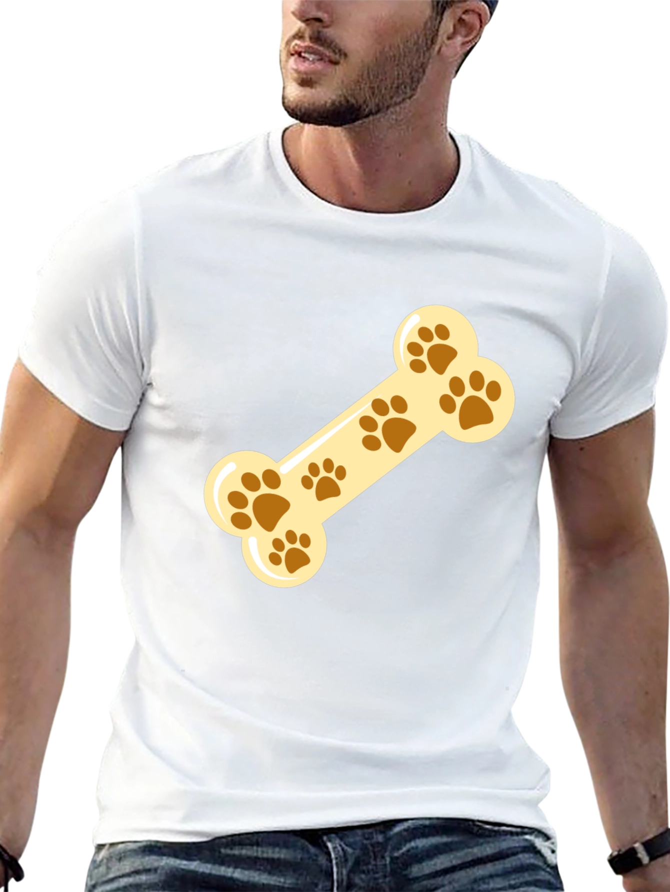 Black Paw Print Dog Bone Graphic Tee view 13