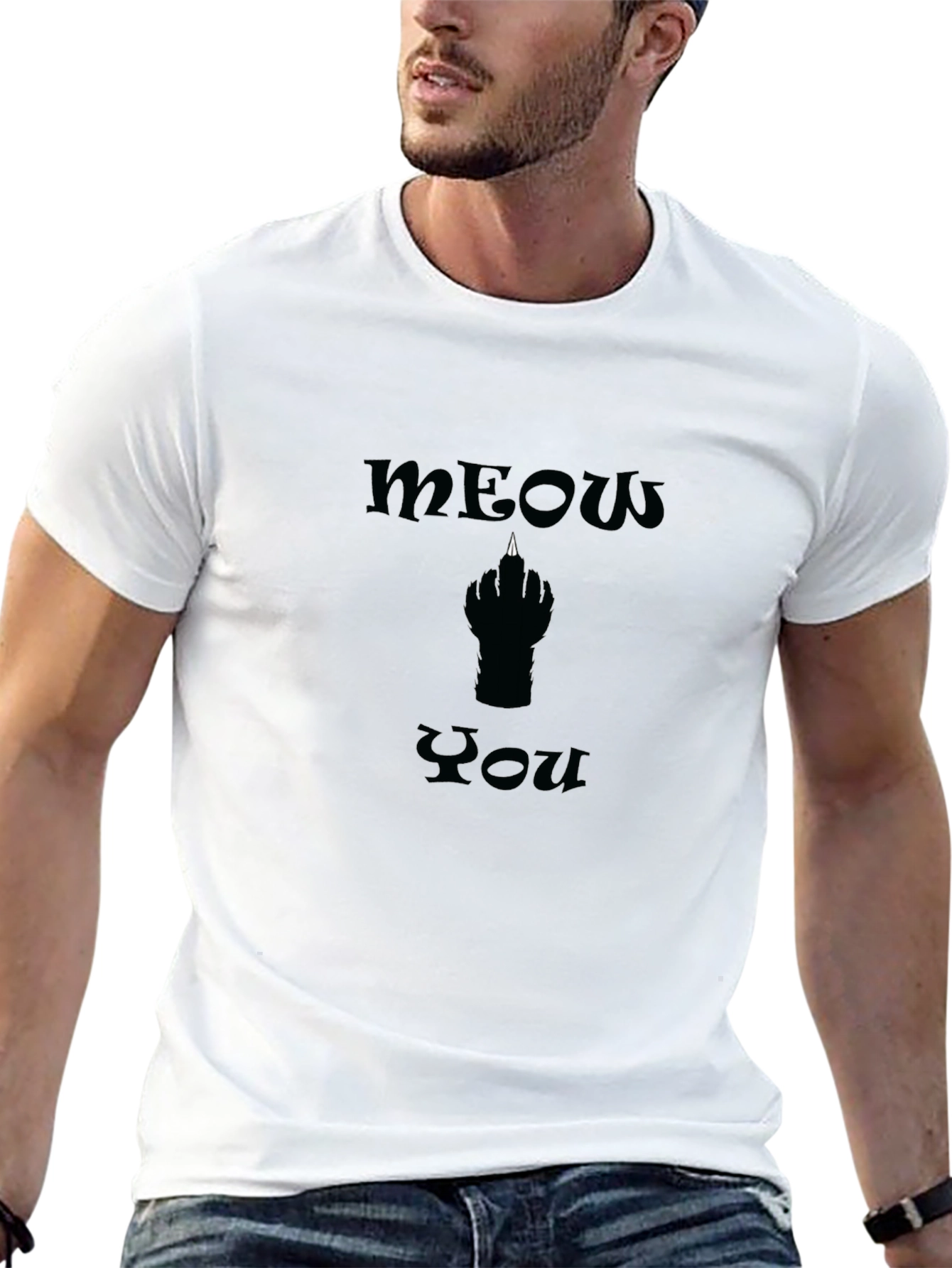 Black Meow You Graphic Tee - Black Cotton T-Shirt view 13