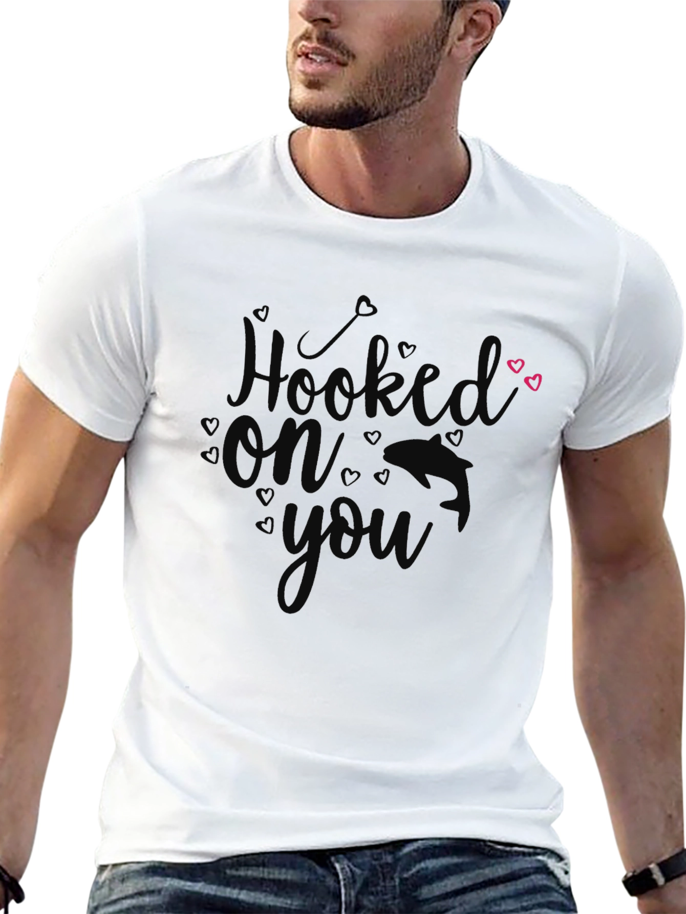Black Hooked On You Graphic Tee - Black Cotton T-Shirt view 13