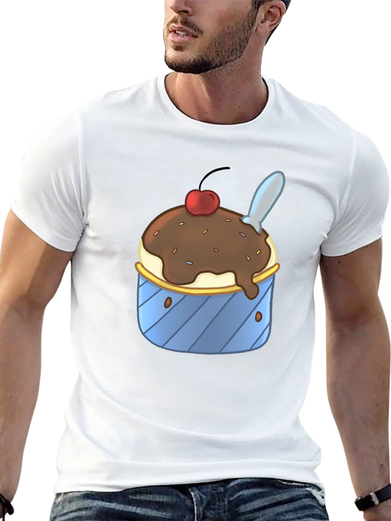 Black Ice Cream Sundae Graphic Tee - Black Cotton T-Shirt view 13