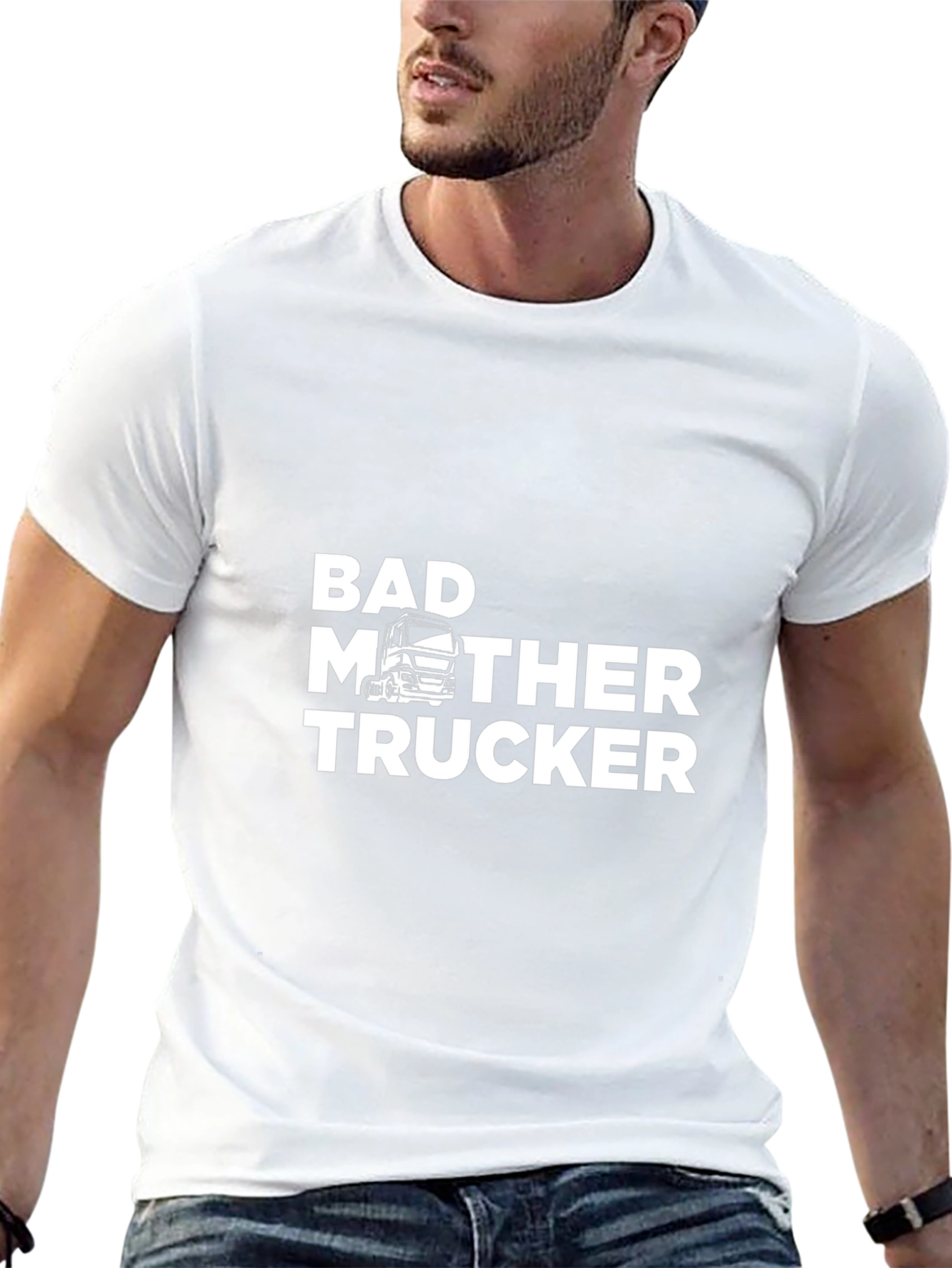 Black Bad Mother Trucker Graphic Tee - Black Crew Neck Shirt view 13