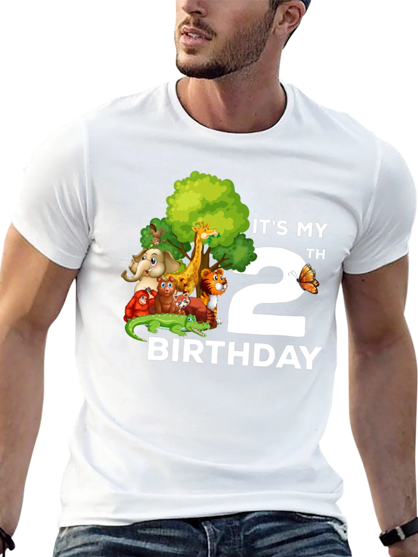 Black It's My 2nd Birthday Jungle Animals Kids T-Shirt view 13