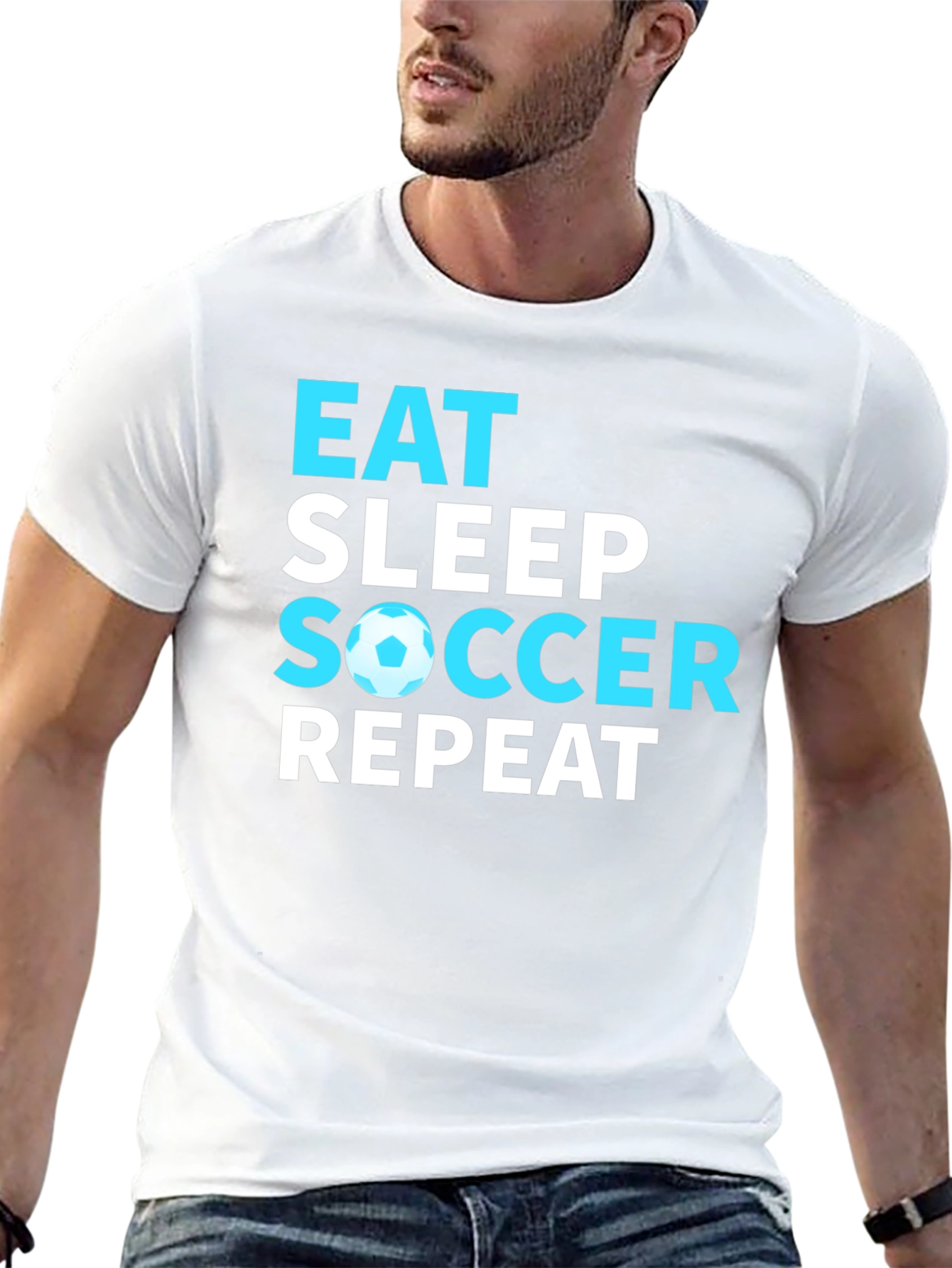 Black Eat Sleep Soccer Repeat Graphic T-Shirt view 13
