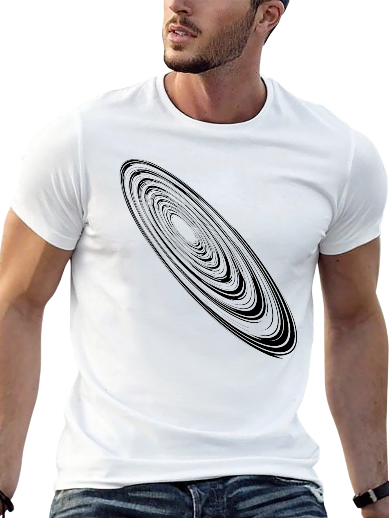 Black Saturn Rings Graphic Tee - Unique Space Design view 13