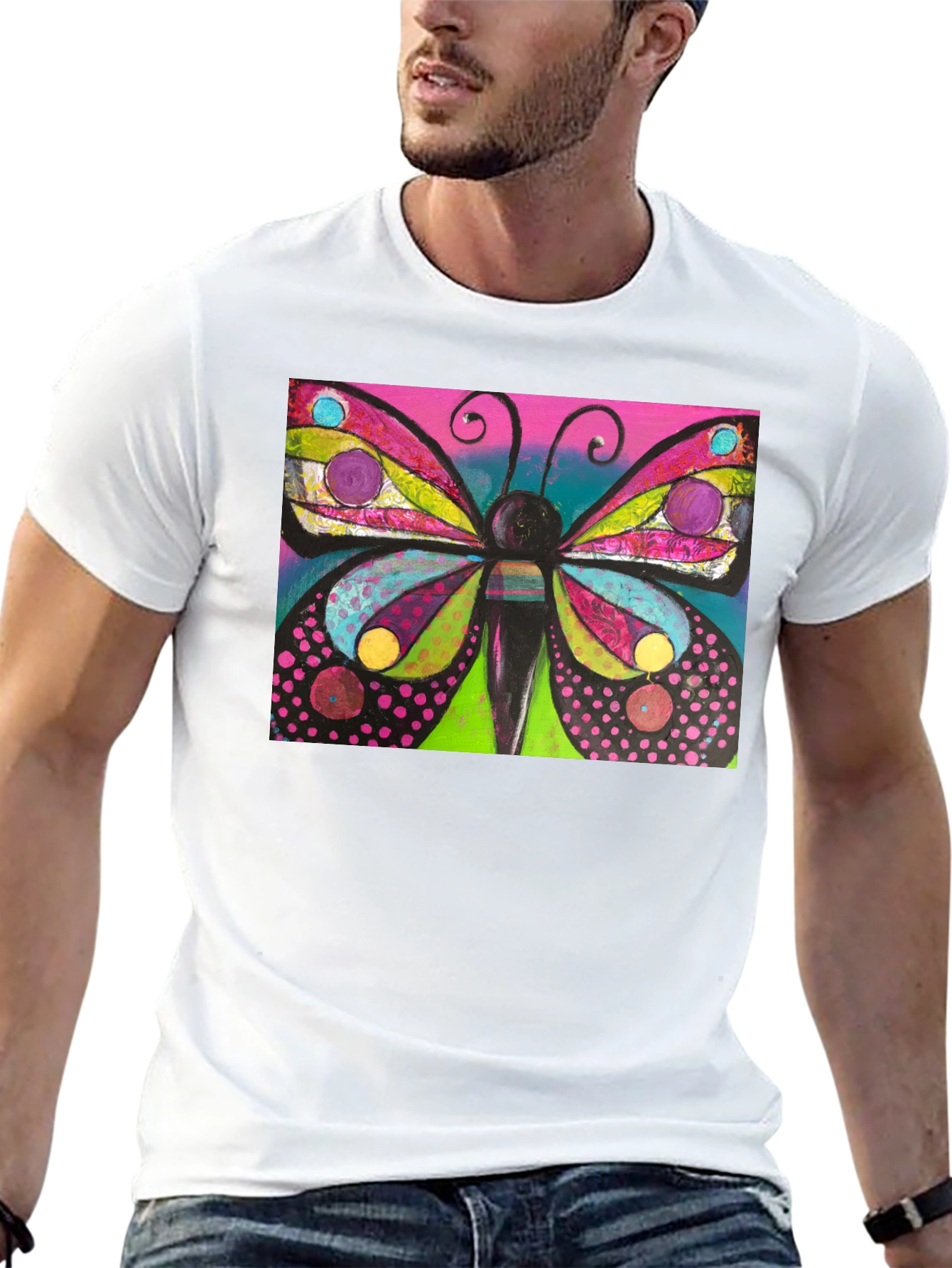 Black Butterfly Art Print Black T-Shirt view 13