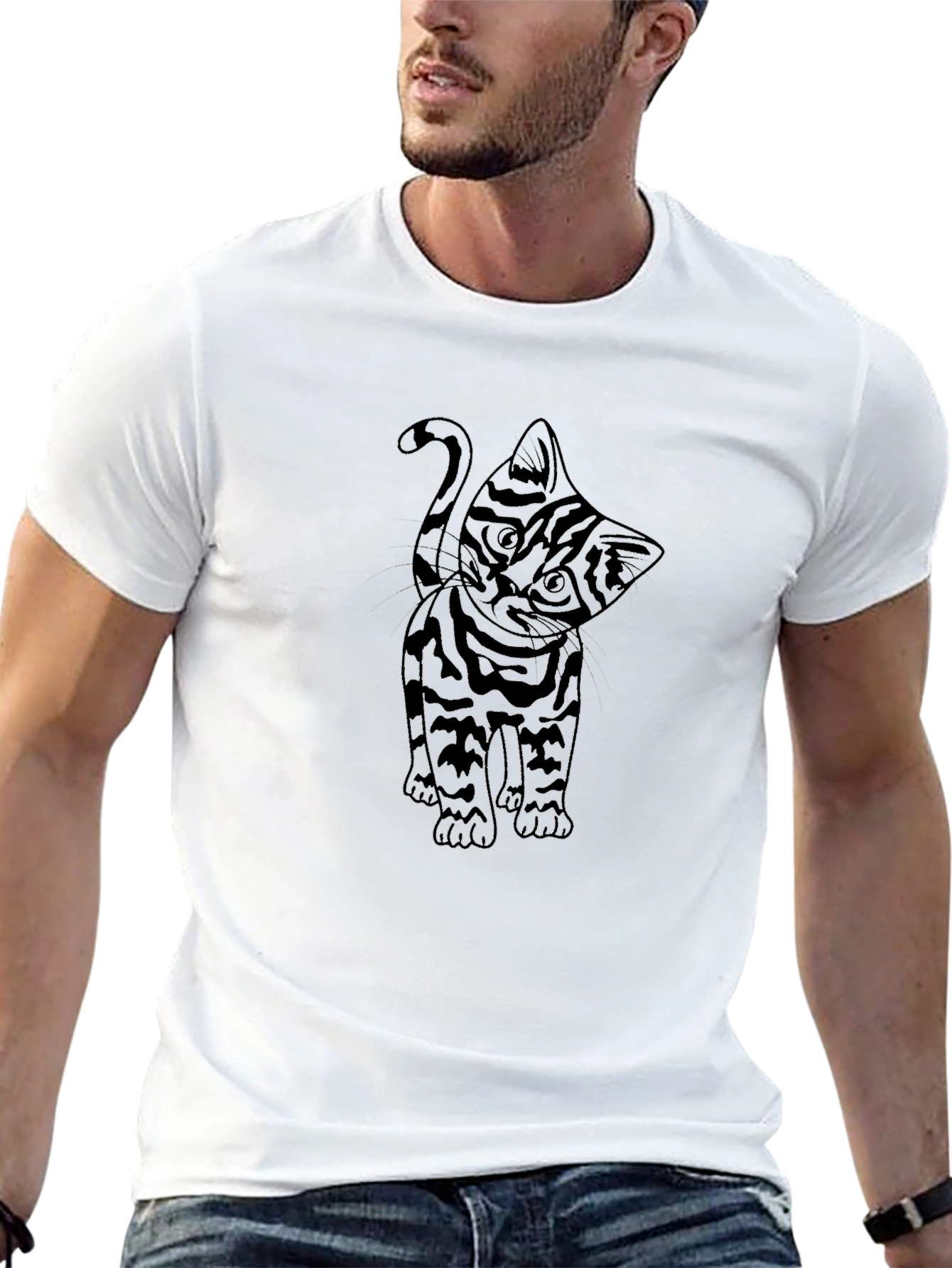 Black Cool Cat Tee - Black Cotton T-Shirt view 13