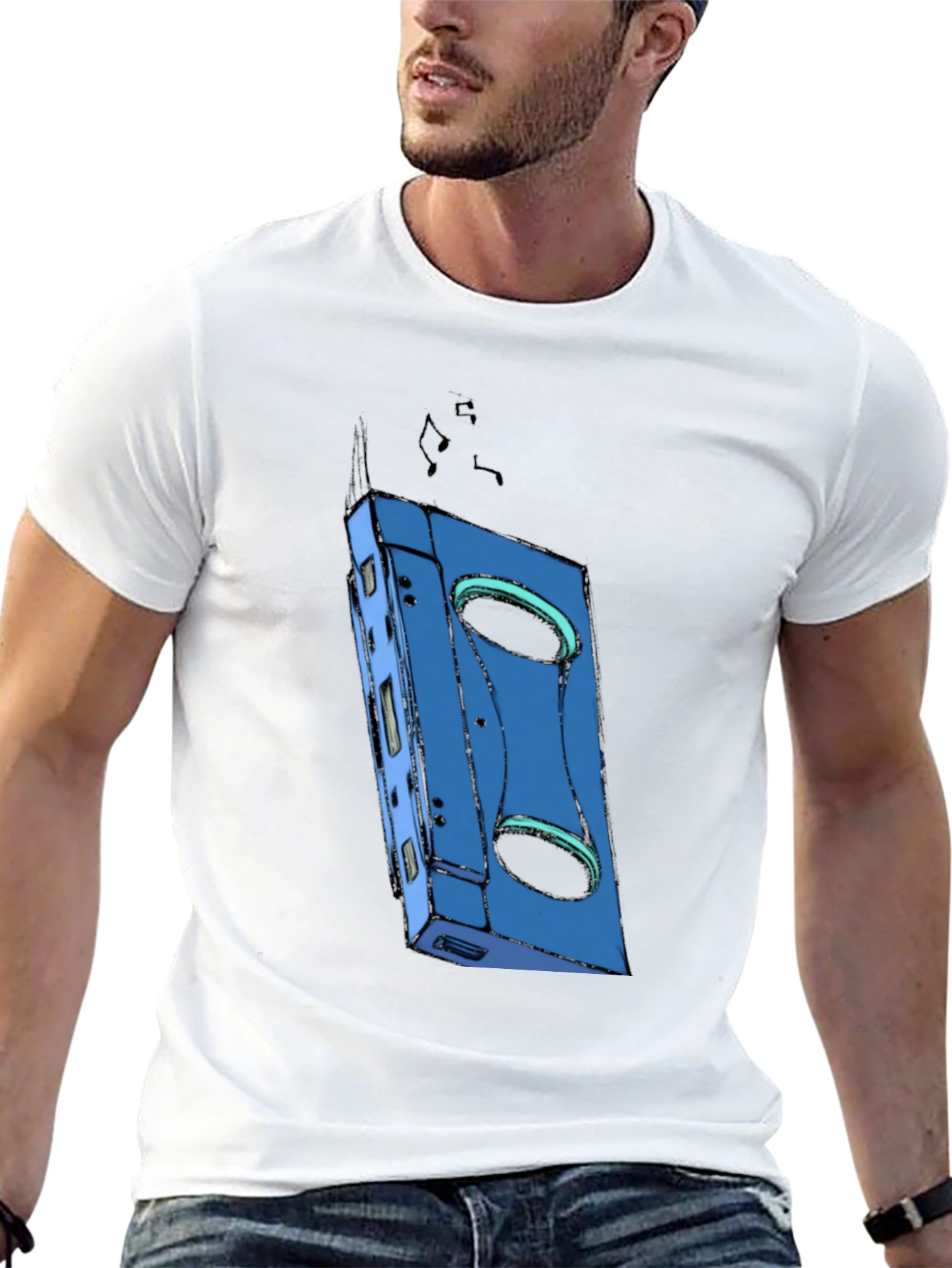 Black Retro Cassette Tape Graphic T-Shirt - Music Lover Tee view 13