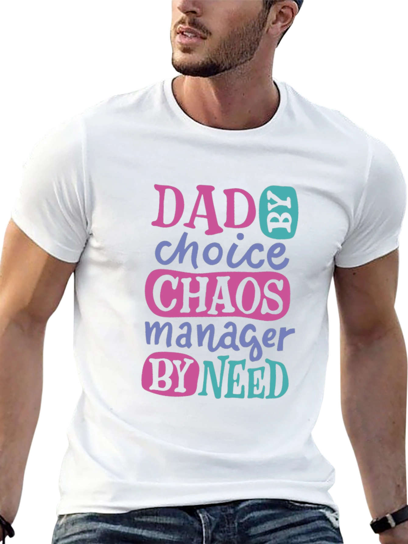 Black Dad by Choice Chaos Manager Funny T-Shirt view 13