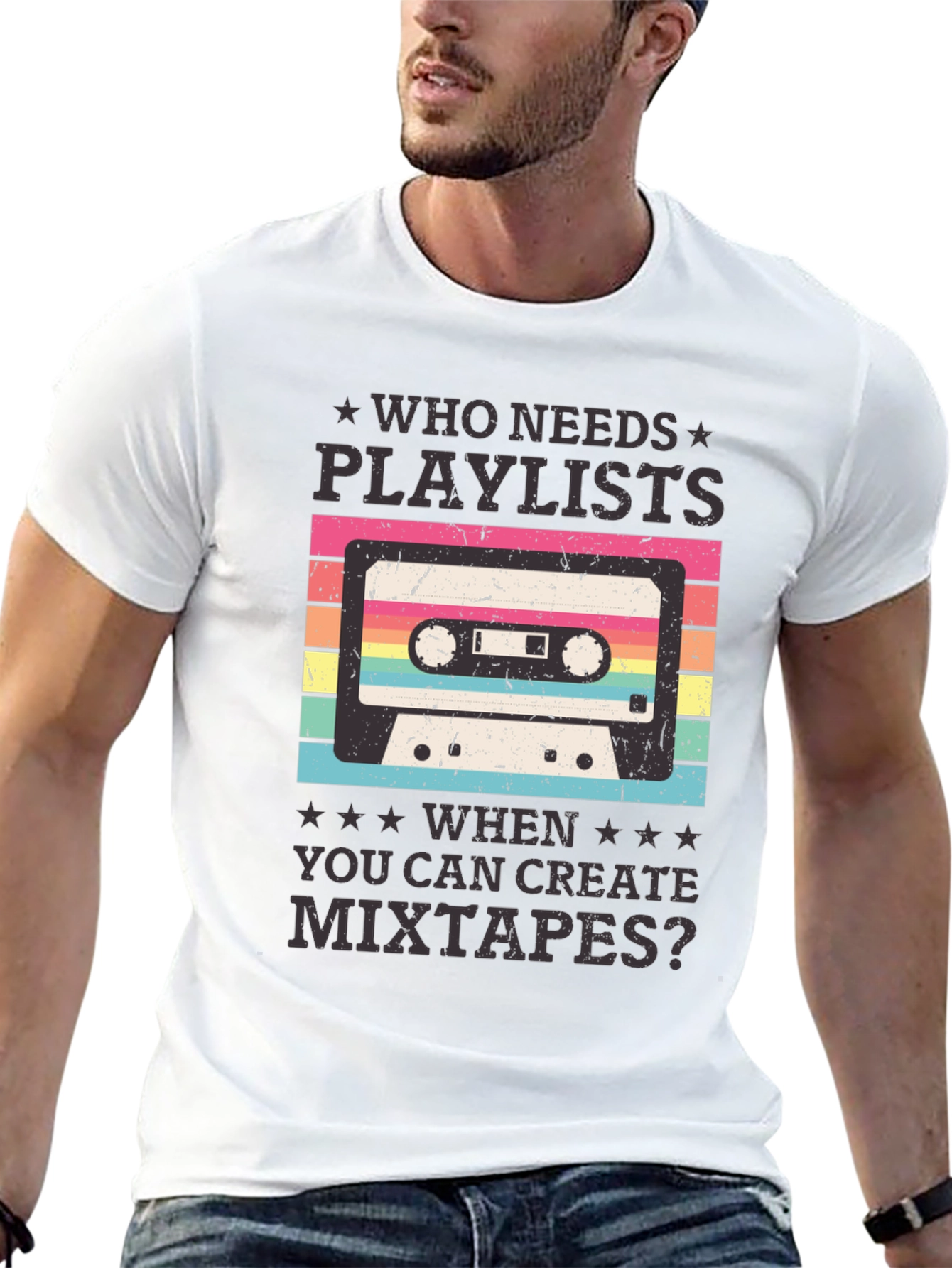 Black Retro Mixtape Graphic Tee - Who Needs Playlists? view 13