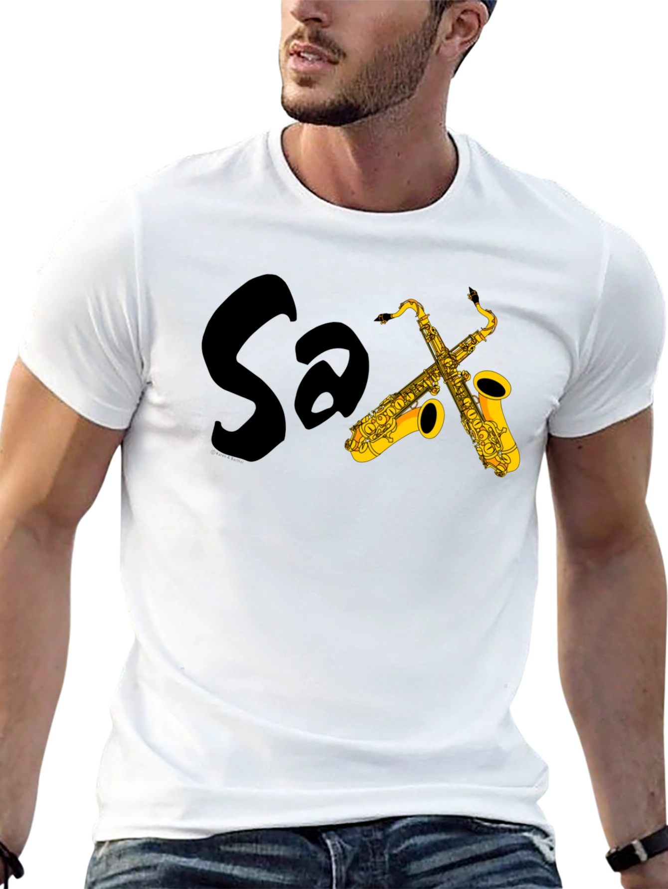 Black Saxophone T-Shirt - Cool Musician Tee view 13