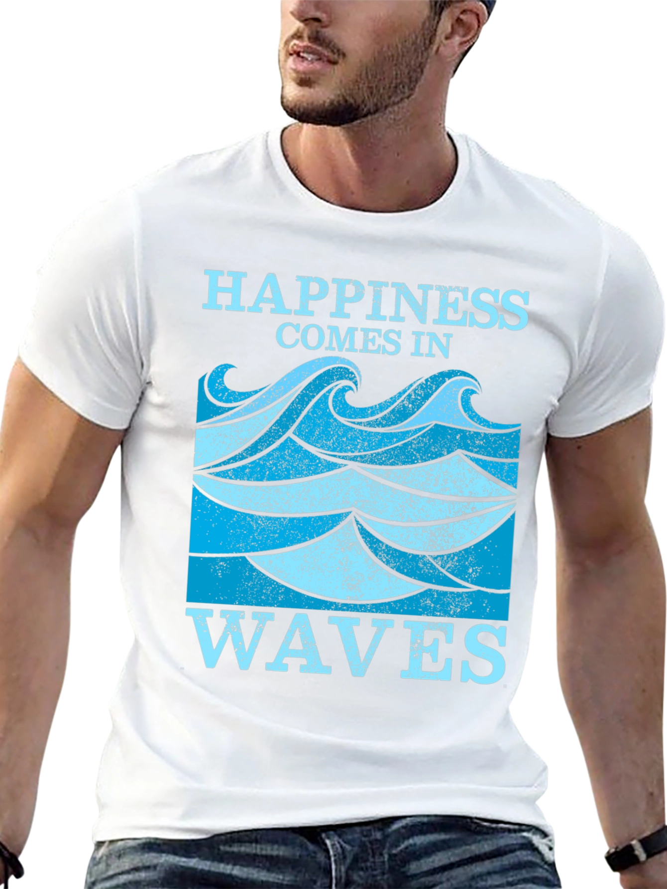 Black Happiness Comes in Waves Graphic Tee view 13
