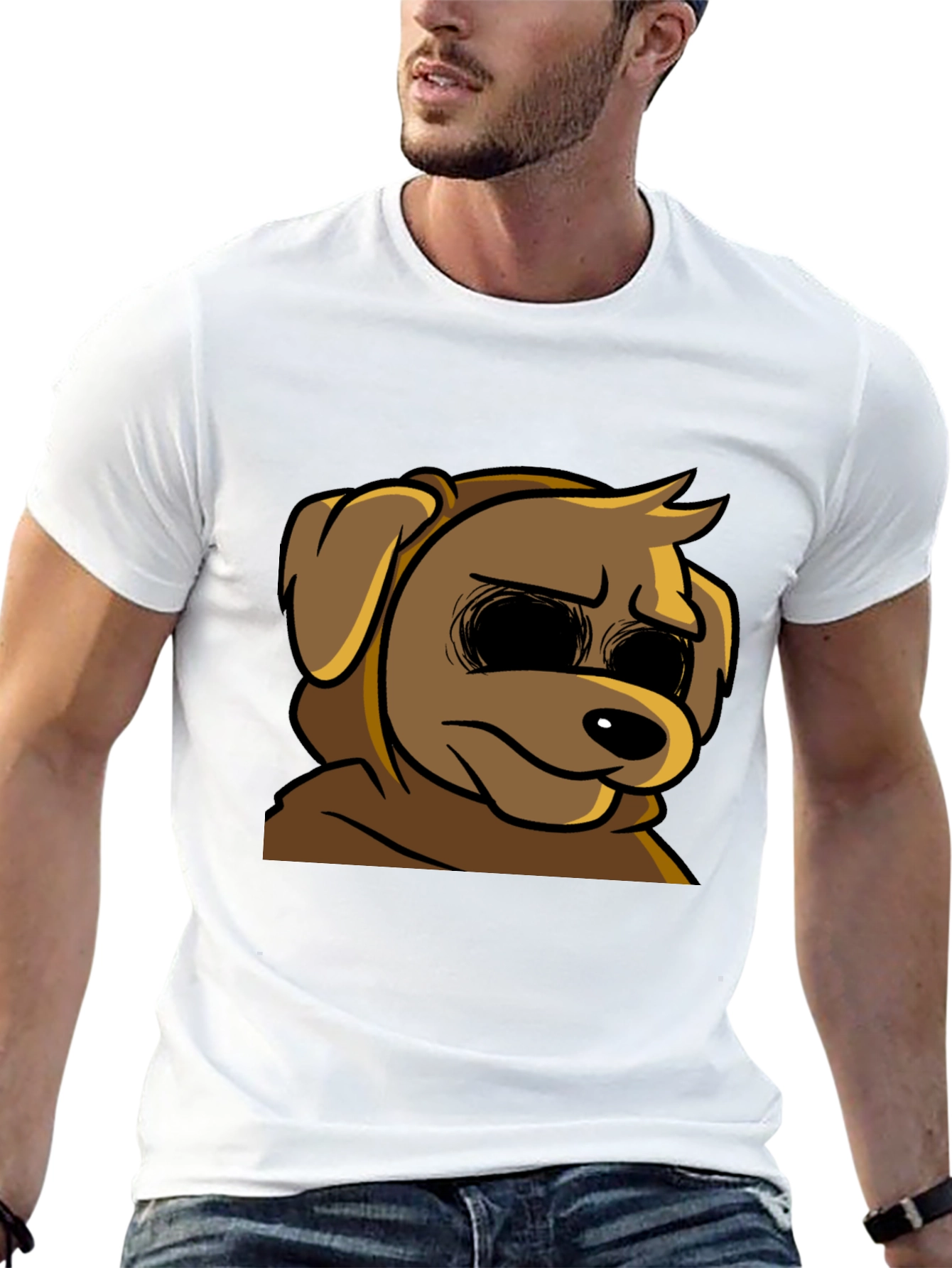 Black Cartoon Dog Graphic T-Shirt - Soft Black Tee view 13