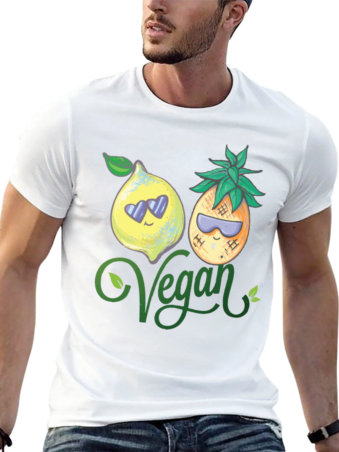 Black Vegan Lemon Pineapple Graphic Tee view 13