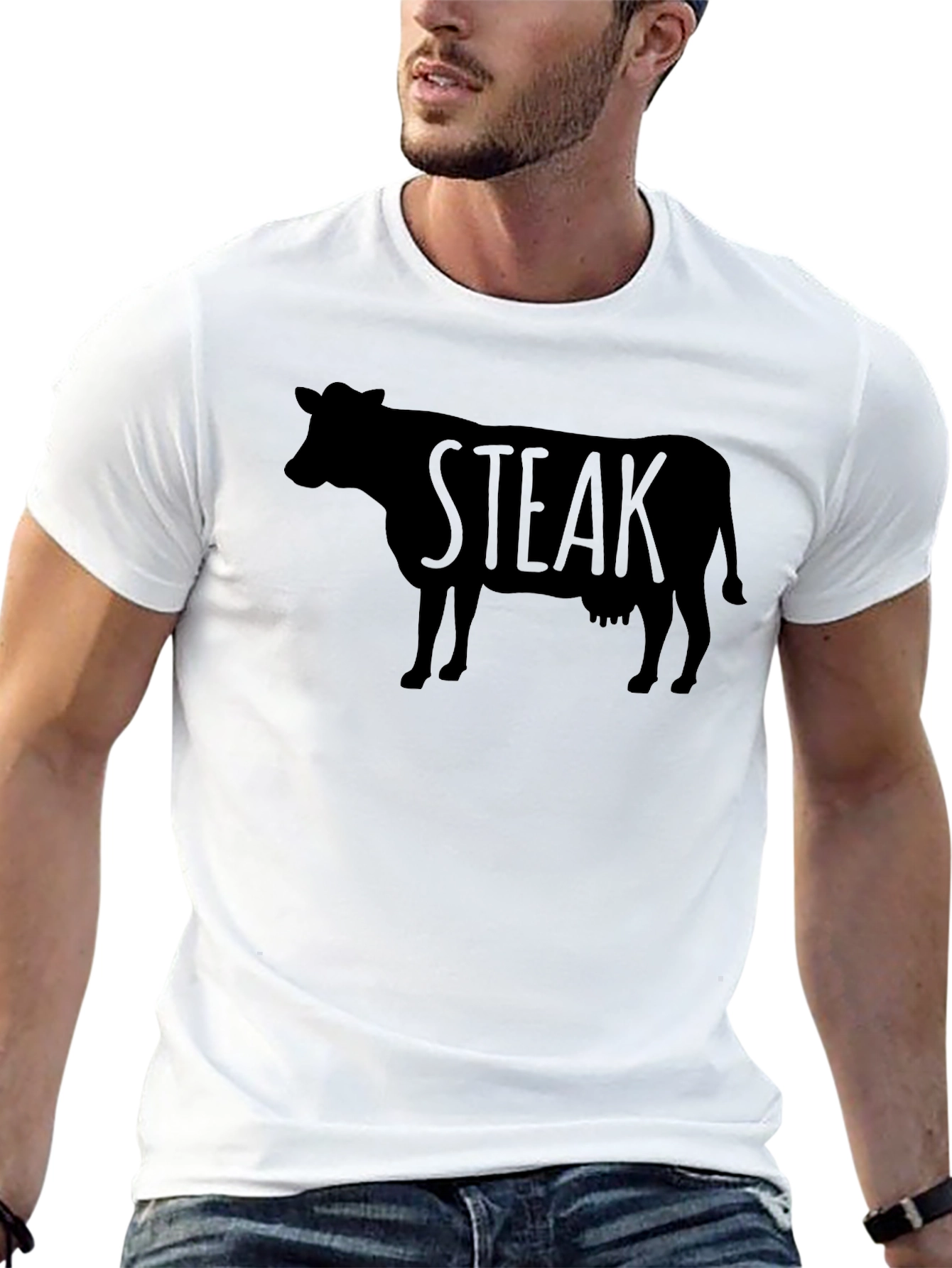 Black Steak Cow Graphic Tee - Black view 13