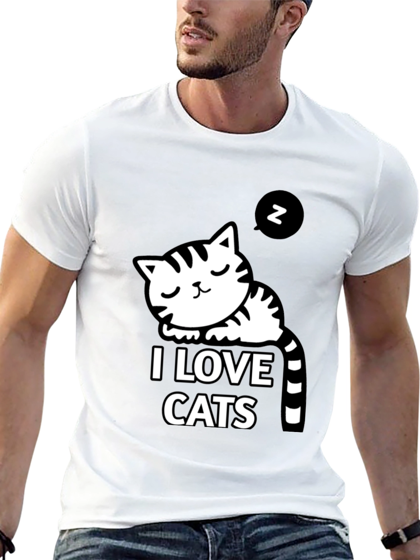 Black I Love Cats Black Graphic T-Shirt view 13